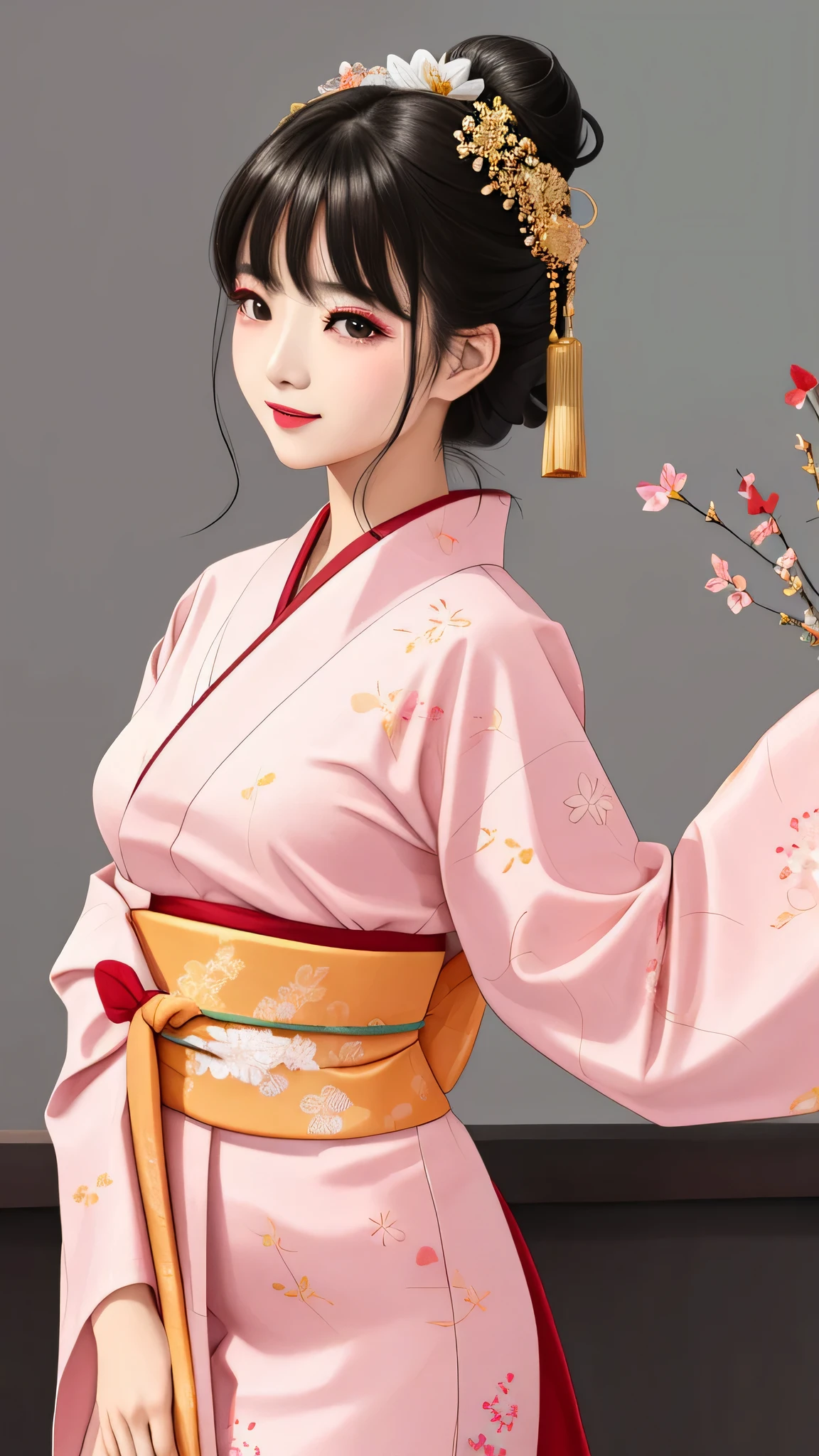 Standing back to back, I close my eyes in shame、Each has a different expression２People and sisters、(２ girls）、｟Dancing traditional performing arts gracefully)、((big breasts、small face、not exposed))、highest quality、masterpiece、（black hair、Bun Hair、bun hair、）、brown eyes、｟wide angle、Angle from above, from the waist up、A dynamic pause on a magazine cover、Each person has a different perspective when looking into the distance｠、(８K high quality、masterpiece、High resolution、Realistic and beautiful light and shadow、(highest quality)、(high resolution)、(very delicate and beautiful)、(beautiful 8k face)、(Close your eyes while smiling、beautiful eyes)、(Transparent skin)、(soft hair)、(８head and body)、(Japanese-style yukata kimono with pink and orange floral patterns on a white background, mixed with gold powder、wearing a yukata２Japanese beautiful girl)、((tanabata decoration background))、((small face))、(arms up)、thin and small nose、（red lipstick）、（make cheeks red）、（Glossy skin）、((Ink painting style))、extremely thin eyebrows、Overall super high quality、（She wears maiko-style makeup）、Whitening、long and beautiful eyelashes、Glossy skin、（red cheeks）,straight nose、masterpiece、highest quality、whole body、 eyebrows visible through hair、Bun Hair、grin、gal、Kogal、Fashionable、woman、fine、Pause、
Waiting to start 
