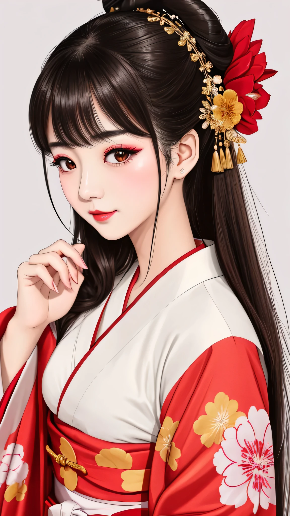 Standing back to back, I close my eyes in shame、Each has a different expression2People and sisters、(2 girls)、⦅Dancing traditional performing arts gracefully)、((big breasts、small face、not exposed))、highest quality、masterpiece、(black hair、Bun Hair、bun hair、)、brown eyes、⦅wide angle、Angle from above, from the waist up、A dynamic pause on a magazine cover、Each person has a different perspective when looking into the distance⦆、(8K high quality、masterpiece、High resolution、Realistic and beautiful light and shadow、(highest quality)、(high resolution)、(very delicate and beautiful)、(beautiful 8k face)、(Close your eyes while smiling、beautiful eyes)、(Transparent skin)、(soft hair)、(8head and body)、(Japanese-style yukata kimono with pink and orange floral patterns on a white background, mixed with gold powder、wearing a yukata2Japanese beautiful girl)、((tanabata decoration background))、((small face))、(arms up)、thin and small nose、(red lipstick)、(make cheeks red)、(Glossy skin)、((Ink painting style))、extremely thin eyebrows、Overall super high quality、(She wears maiko-style makeup)、Whitening、long and beautiful eyelashes、Glossy skin、(red cheeks),straight nose、masterpiece、highest quality、whole body、 eyebrows visible through hair、Bun Hair、grin、gal、Kogal、Fashionable、woman、fine、Pause、
Waiting to start
