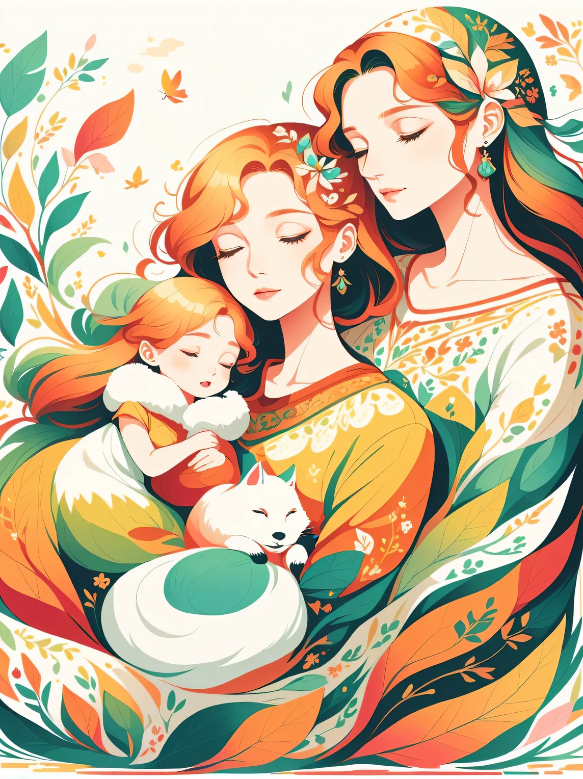Lovelyillustration Arctic Fox House,arctic fox family,animal,hibernation,Lovely,sleep,Comfortable and warm,looks very happy,illustration,Popularity,rich and colorful,draw with thick lines,color,dim,Light,hibernation arctic fox sleeping,Have a sweet dream,Home is warm,Full of happiness,rich and colorful,Gorgeous,fantasy,patchwork,Quilt,Details Details,fluffy,randolph caldecott style