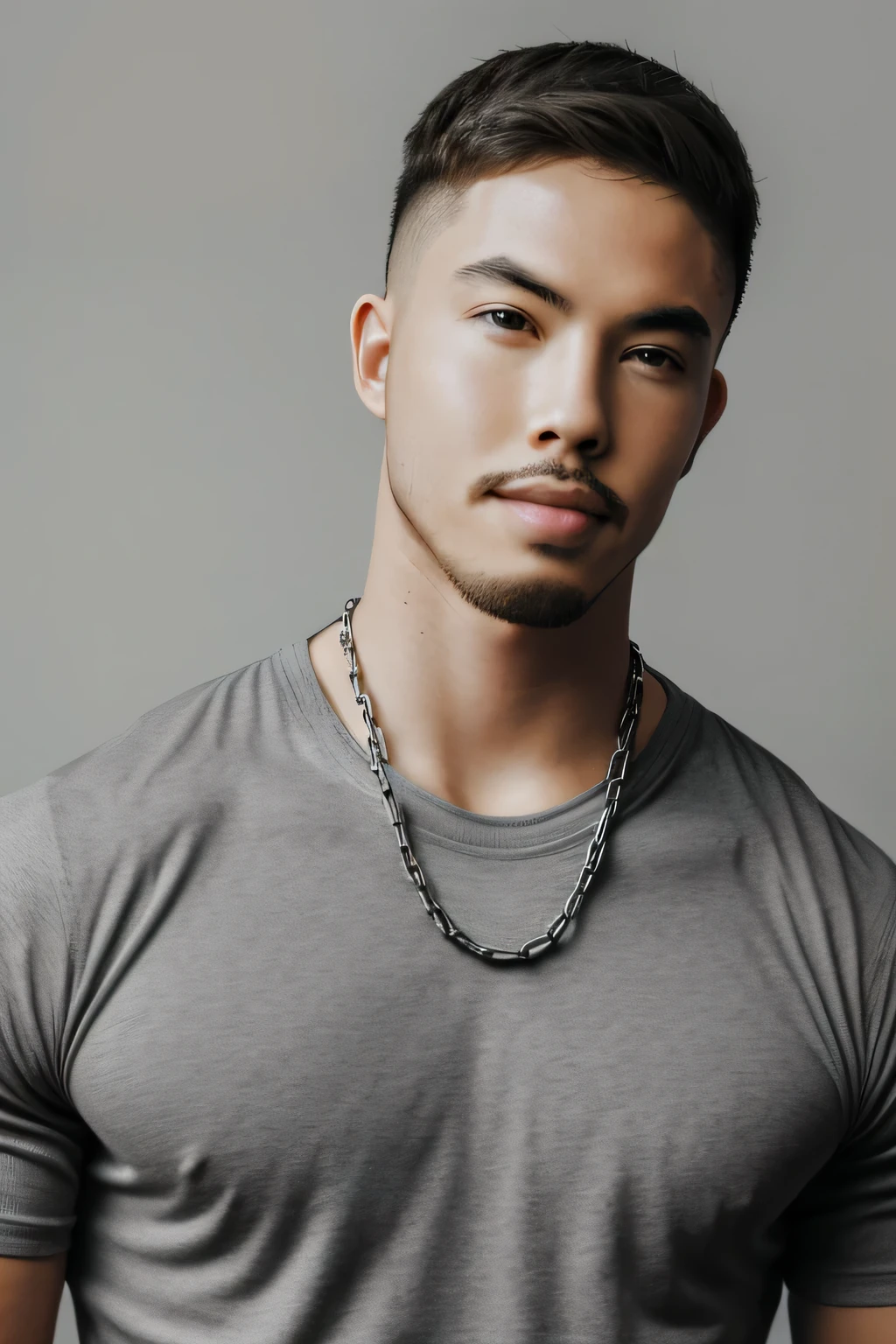 Tony Labrusca, No, Face, ((gray background)), more chains, Upper body, net, chain, muscular, (Ridiculous, high resolution, Super detailed),((masterpiece)), ((best quality:1.1)), High resolution, 8K,1 boy, best quality, masterpiece, (photoactual:1.4), 4K, high quality, masterpiece, best quality, high resolution, dynamic poses, actual, mature male, looking at the audience