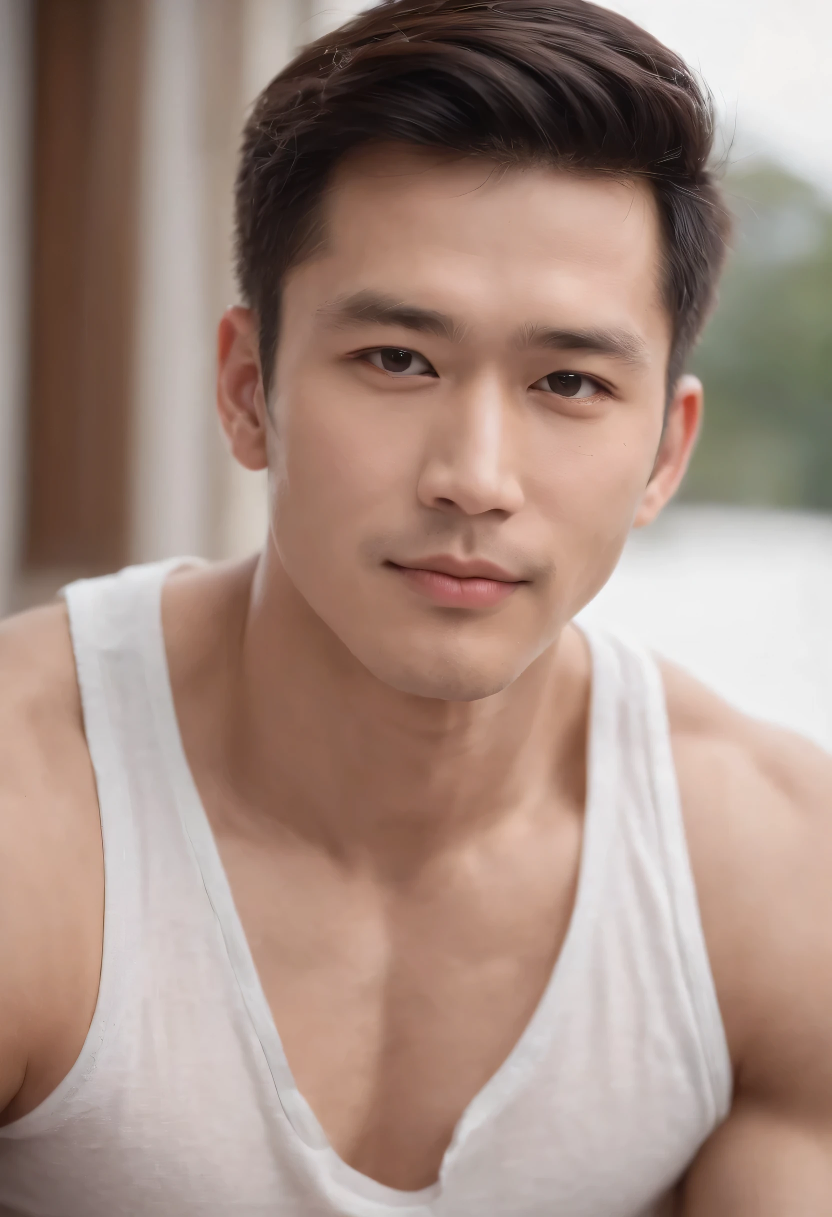 1 person,1 male,Asian Man,Asian々,actual, (on the table, top quality, top quality, Informal art), Very detailed, It is best to be detailed, god, short hair hairstyle, black hair, Handsome man, necklace, Breasts exposed, abdominal muscles, bronzed skin, black eyes, Handsome, muscular, ((broad shoulders, wide waist.)), topless,,Please wear sports shorts.,毛茸茸的barefoot.,calf muscle feeling,barefoot,Smile,hair on toes.,Whole BodyEsbian,The ass sits on the floor,spread legs,Delicate human feet,