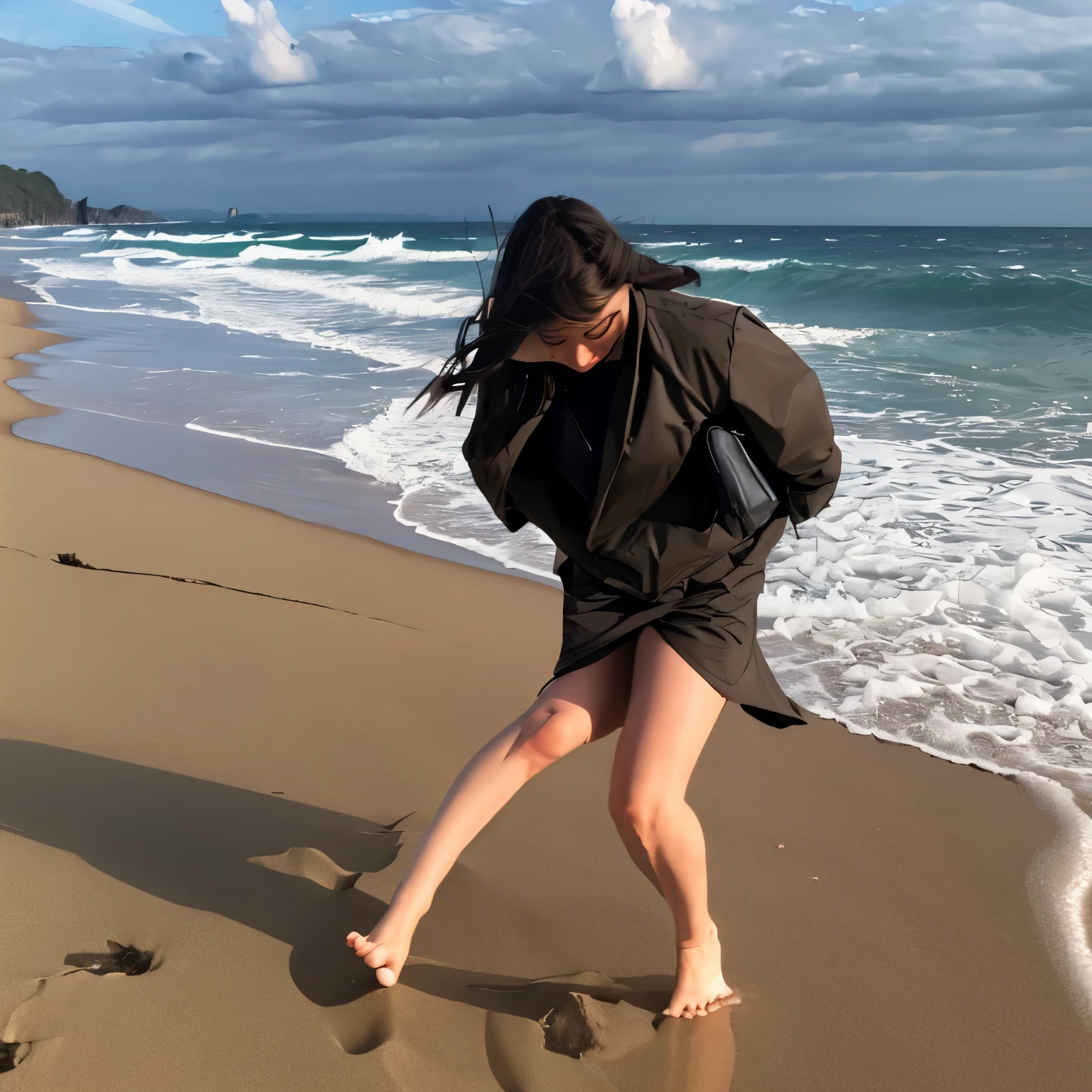 Crie uma imagem de uma garota pelada na praia