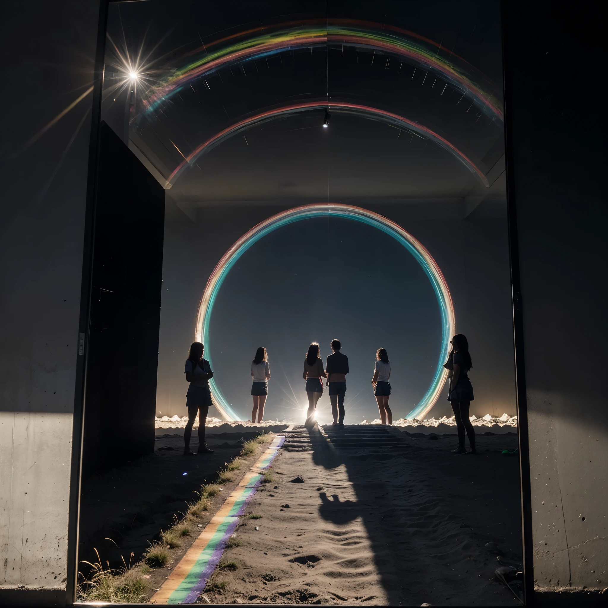 des reflets de lumieres comme les couleurs d'un arc en ciel fait par des miroirs