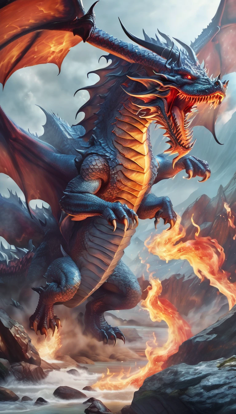 dungeons & dragons:1.5,((ultra wide angle x0.5:1.5)),( Dragon releasing flames from its mouth., cliff, Flying:1.5), ((Imaginative scene)), (( Very detailed: 1.4)9, ((masterpiece)), (Hyper-detailed and beautiful: 1.3), (Photorealistic: 1.4), 32k.