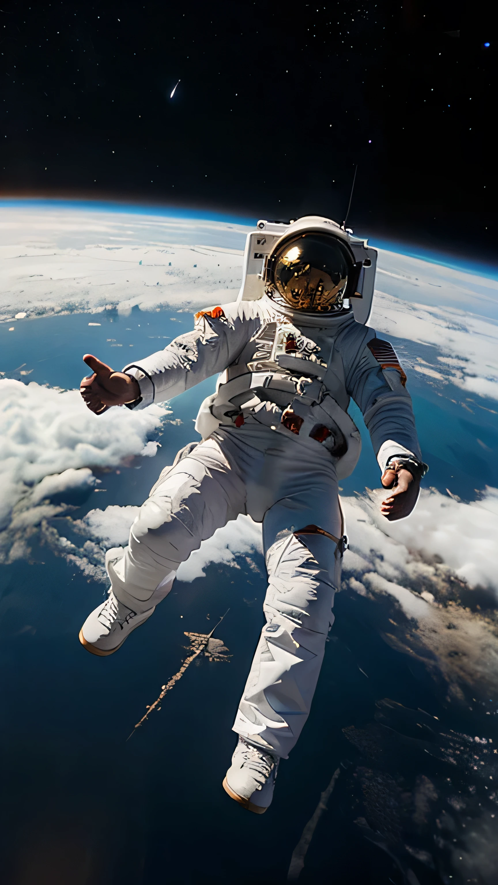 Astronaut in space background you can see the earth. Ultrarealistic
