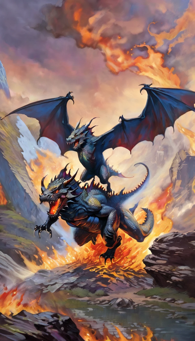 dungeons & dragons:1.5,((ultra wide angle x0.5:1.5)),( Dragon releasing flames from its mouth., cliff, Flying:1.5), ((Imaginative scene)), (( Very detailed: 1.4), ((masterpiece)), (Hyper-detailed and beautiful: 1.3), (Photorealistic: 1.4), 32k.