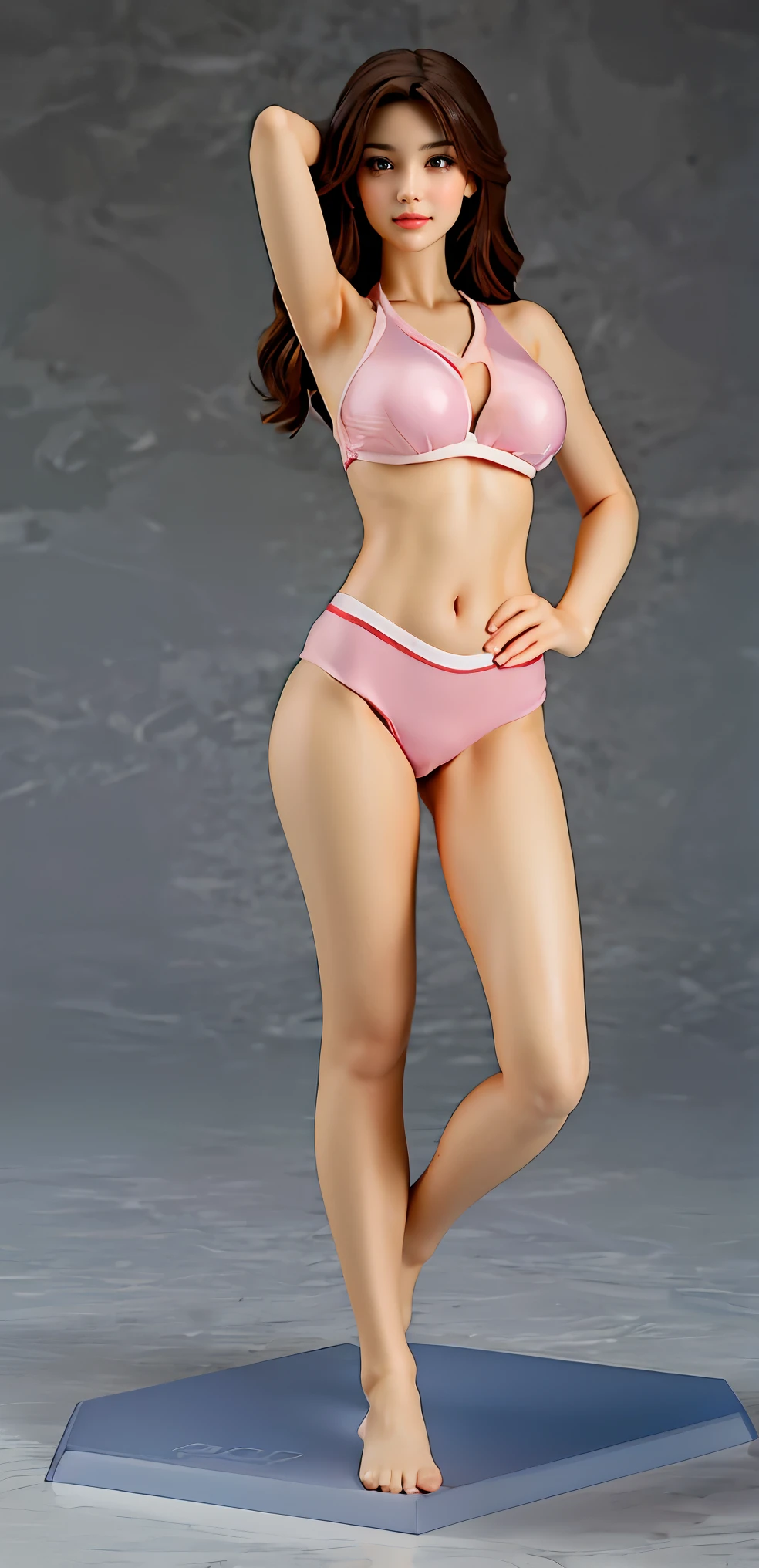 (masterpiece, best quality), pixel art, Perfect slim figure, huge breasts, deep vbra,High cut split swimsuit，Show belly button,camel toe protrusion，camel toe exposed