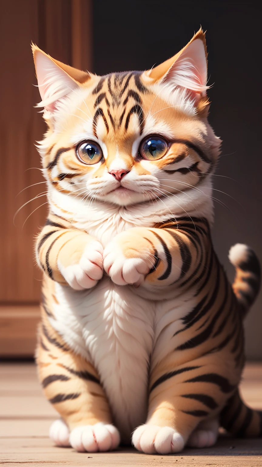 bun cat, chubby cat, cloud, bright, red color, highly detailed, masterpiece, high quality, cute creature