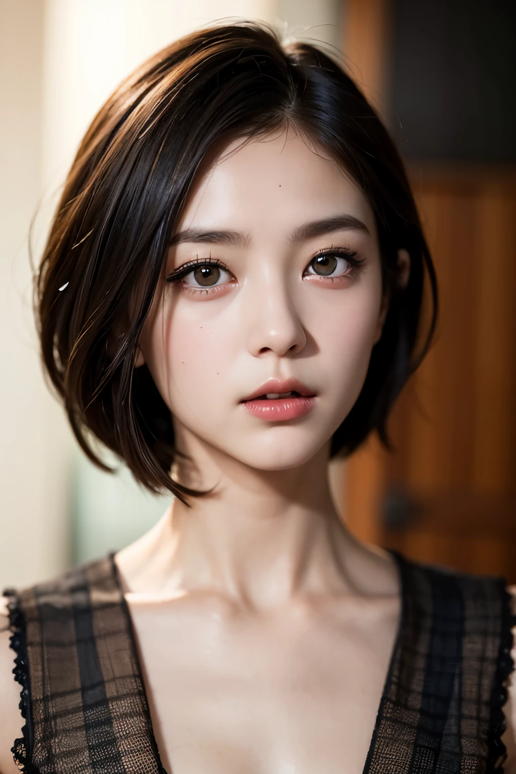 (no:1.5), enlargement, masterpiece, best quality, RAW photos, realistic, face, incredibly absurd, Beautiful girl, cute, Short hair, depth of field, mackerel, very detailed, in detail, very detailed, very detailed eyes and face, sharp eyes, realistic pupils, sharp focus, cinematic lighting