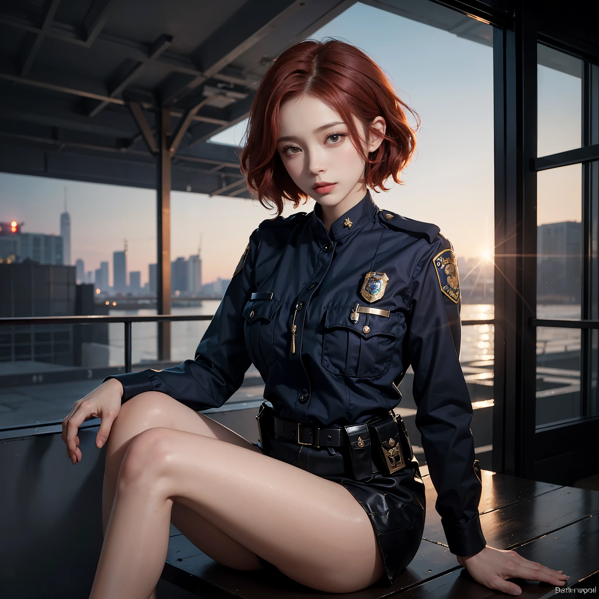 Red hair, blue eyes, camera eyes, yellow sweater, clingy short dress, black panty stockings, weekend star boy cover, girl brown hair hot skyblue leather jacket, animation