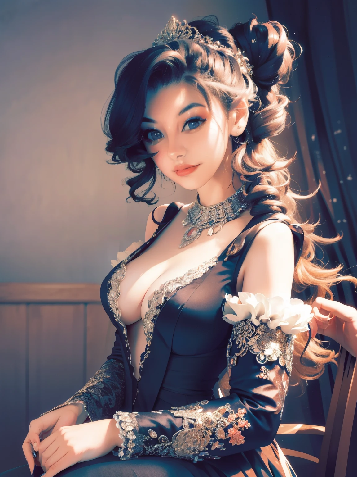 a close up of a woman in a dress posing for a picture, a portrait by Radi Nedelchev, shutterstock, art nouveau, in the glamour style, glamor hairstyle, dressed like in the 1940s, very beautiful style, very beautiful young woman, retro and ethereal, wearing an elegant outfit, elegant fashion model, young woman in a dress
