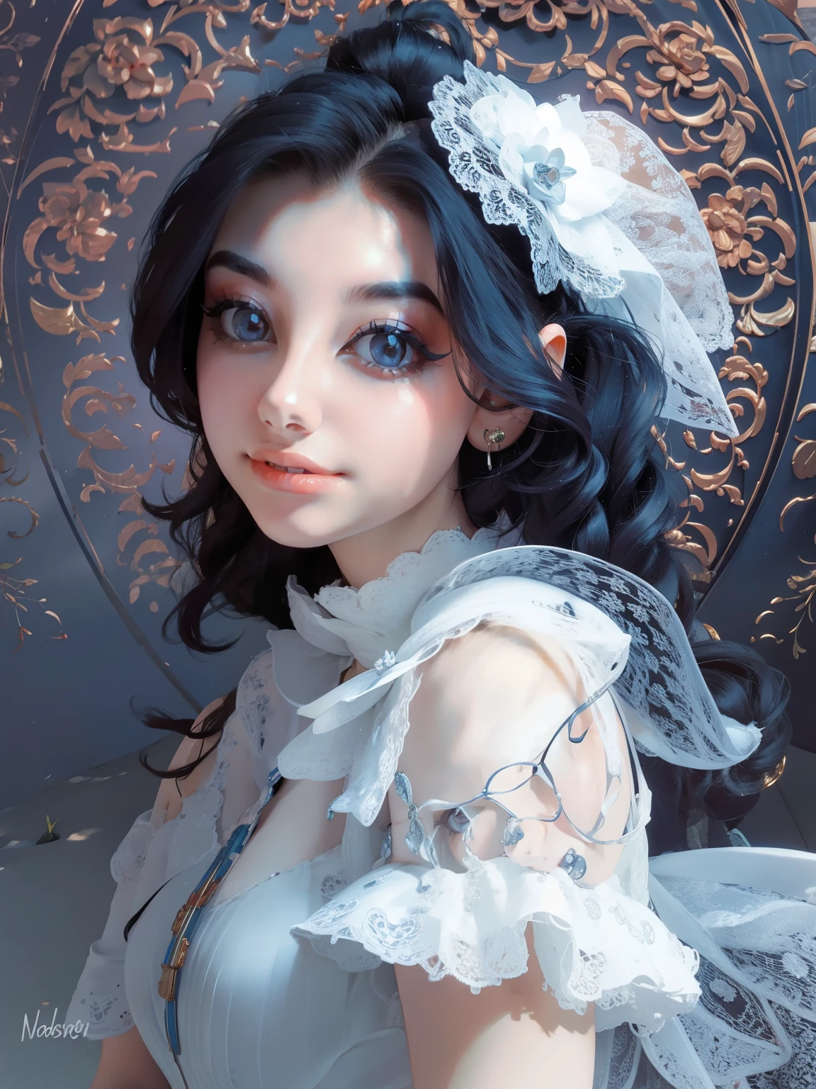 a close up of a woman in a dress posing for a picture, a portrait by Radi Nedelchev, shutterstock, art nouveau, in the glamour style, glamor hairstyle, dressed like in the 1940s, very beautiful style, very beautiful young woman, retro and ethereal, wearing an elegant outfit, elegant fashion model, young woman in a dress
