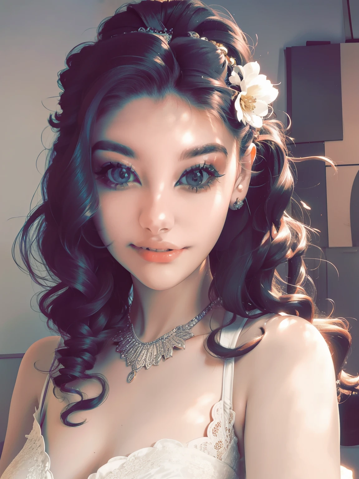 a close up of a woman in a dress posing for a picture, a portrait by Radi Nedelchev, shutterstock, art nouveau, in the glamour style, glamor hairstyle, dressed like in the 1940s, very beautiful style, very beautiful young woman, retro and ethereal, wearing an elegant outfit, elegant fashion model, young woman in a dress