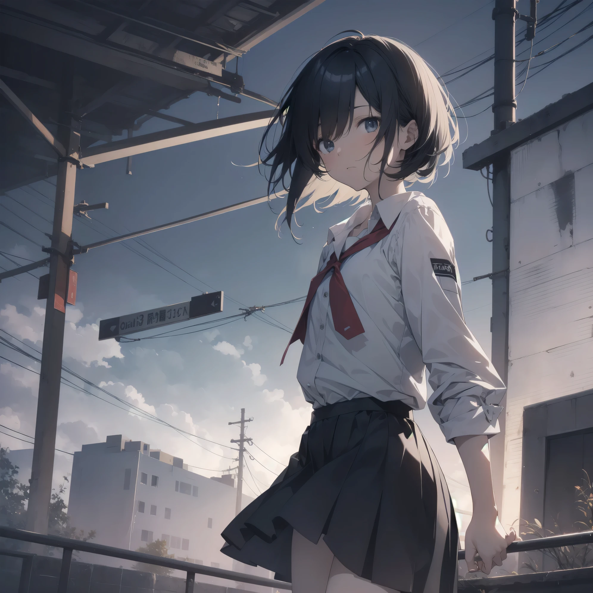 ultra-absurdres-Top quality by art God, ultra-detailed, high resolution, anime moe artstyle, best anime 8k konachan wallpaper, pixiv contest winner, perfect ???????,break, 1girl, (Please draw a girl walking sleepily to school alone. )break,(Solo,little female, 13-year-old:1.3),Full limbs, complete fingers,a junior high school student, Attractiveness of immature bodies, (very short hair), short cut, flat chest, , small butt, small black eyes, beautiful detailed eyes, well-proportioned iris and pupils, expressive eyes, highres detailed hair, soft expression, school_uniform, pleated skirt,(Detailed Lighting), (Detailed background), in the School commute route. break,super detailed skin, Best cinematic lighting powered by famous artist, 8k,beauty illustration,photoshop_(medium),very aesthetic,break,((artist:core )), artist:akinashi yuu ,artist:oyari ashito ,artist:kantoku ,