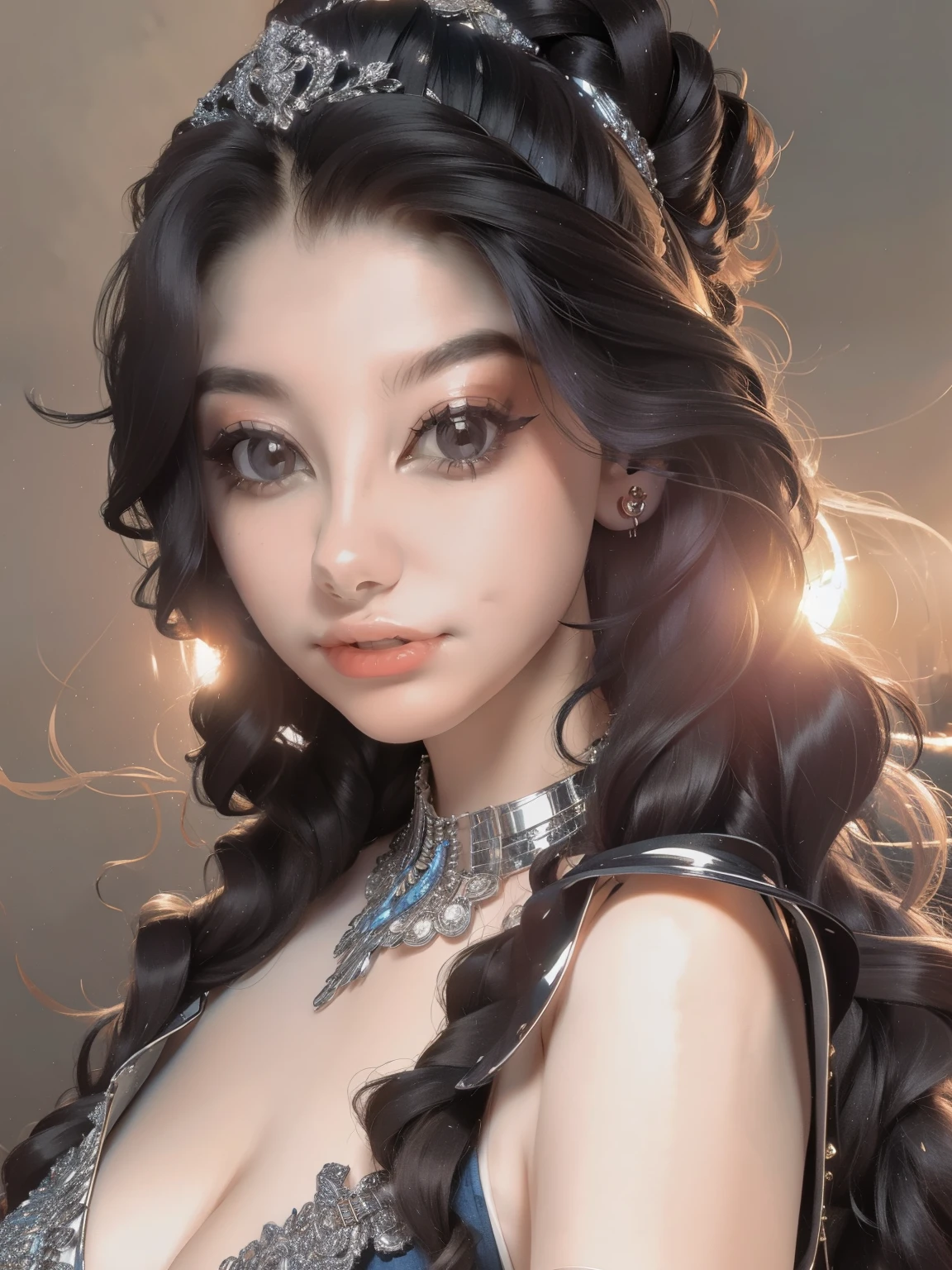 a close up of a woman in a dress posing for a picture, a portrait by Radi Nedelchev, shutterstock, art nouveau, in the glamour style, glamor hairstyle, dressed like in the 1940s, very beautiful style, very beautiful young woman, retro and ethereal, wearing an elegant outfit, elegant fashion model, young woman in a dress
