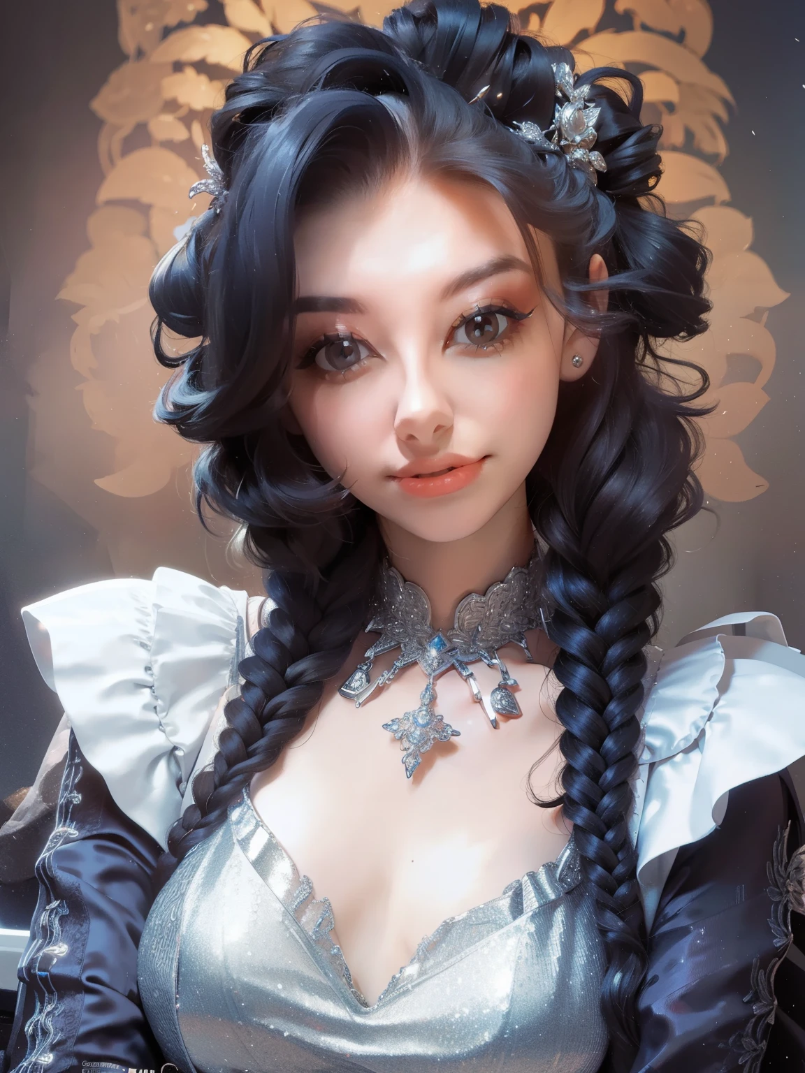a close up of a woman in a dress posing for a picture, a portrait by Radi Nedelchev, shutterstock, art nouveau, in the glamour style, glamor hairstyle, dressed like in the 1940s, very beautiful style, very beautiful young woman, retro and ethereal, wearing an elegant outfit, elegant fashion model, young woman in a dress