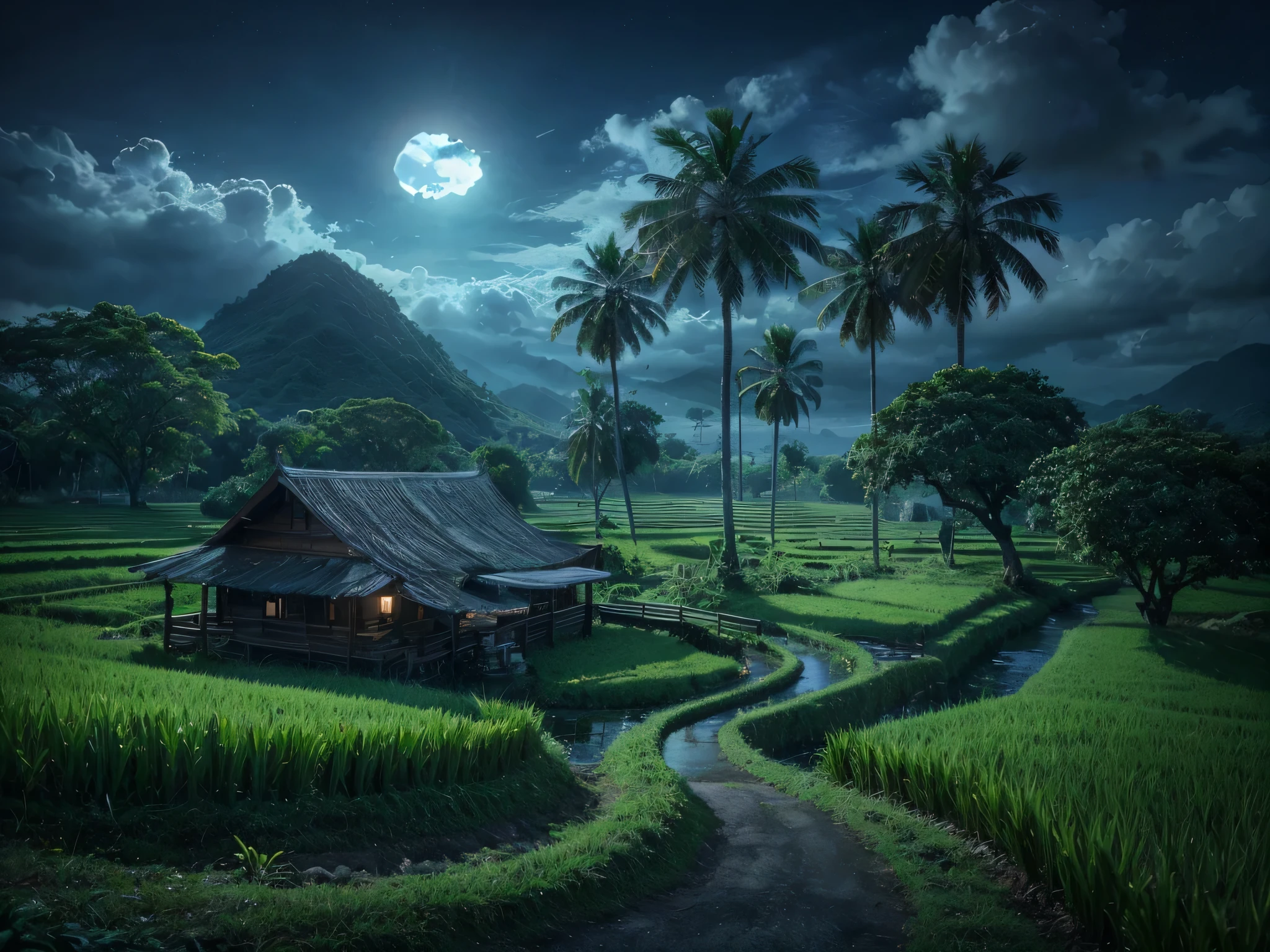 Filipino landscape, cinematic lighting, depth of field, bokeh, realism, photorealistic, hyperrealism, professional photography, uhd, dslr, hdr