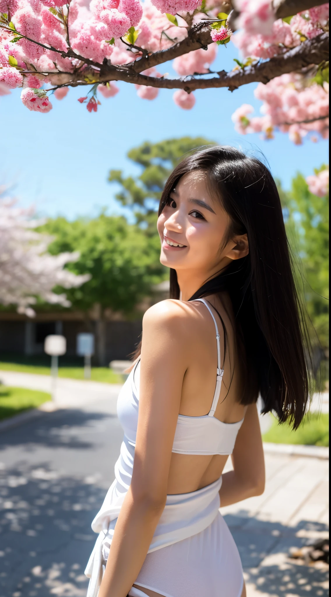 f2.8、When the depth of field is shallow、1/30 seconds、ISO sensitivity is 100、In 8K,highest quality:1.4, 超A high resolution:1.5, (realistic:1.4),masterpiece:1.2,(highest quality:1.4)、 Raw photo、(background is blurry),、Nogizaka、cute、green hair、whole body、whole body、supple fingertips,beautiful black eyes、natural skin texture:1.3, Realistic eye and face details:1.7、medium breasts、look at the audience、beautiful feet、spring、High resolution、 two beautiful young women、 (Soft saturation:1.3)、(white skin:1.2)、 (非常にdetailed background、detailed background)、Bokeh、 break,Portrait of a smiling girl。Seen from the front、The composition is symmetrical。 Look straight ahead with serious eyes、break wrap towel、wrap towel、medium breasts、 outside the house、Uncharted、null、Light of the sun、Scenery of cherry blossom trees、 strong light、with front light、 (teenager:1.3)、(cowboy shot:1.2)、Break angle from the front、 looking at the viewer、white bikini, dynamic pose、seaweed、seaweed、seaweed、seaweed、seaweed、seaweed、