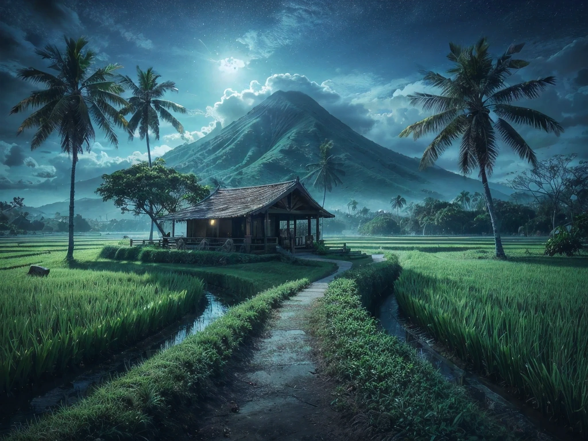 Filipino landscape, cinematic lighting, depth of field, bokeh, realism, photorealistic, hyperrealism, professional photography, uhd, dslr, hdr