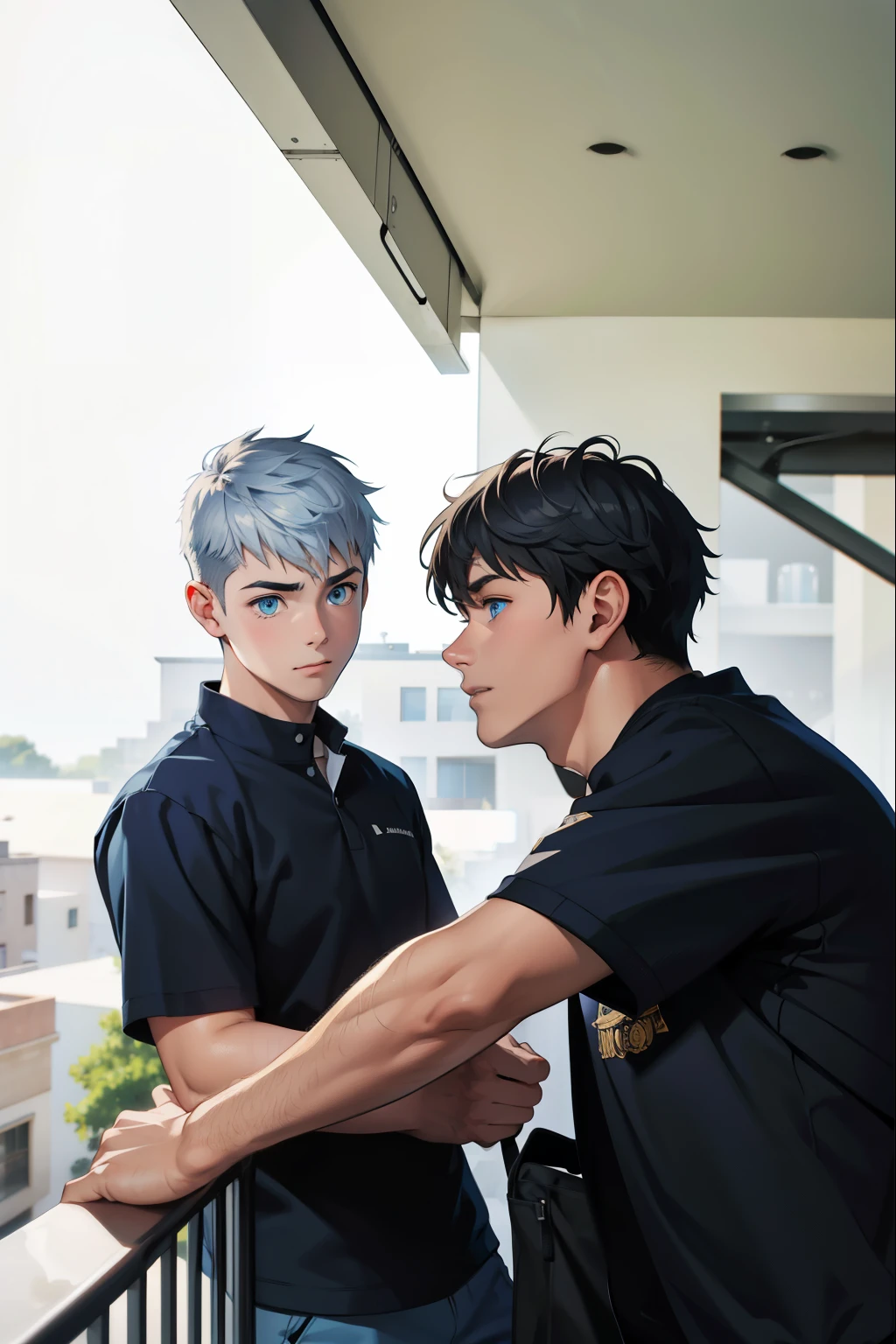 A -yeld boith silver hair and blue eyes surprises himself by asking something.