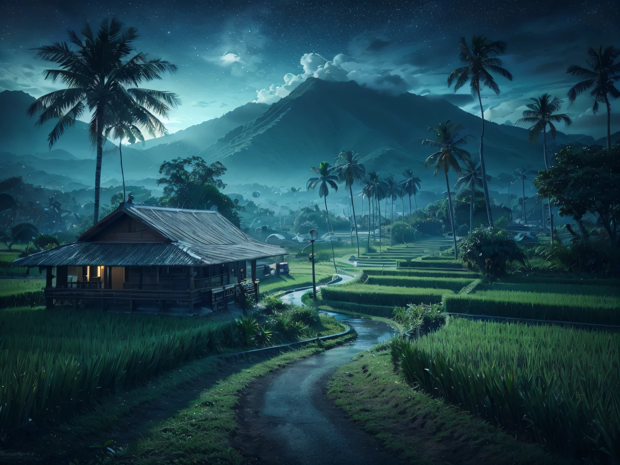 Filipino landscape, cinematic lighting, depth of field, bokeh, realism, photorealistic, hyperrealism, professional photography, uhd, dslr, hdr