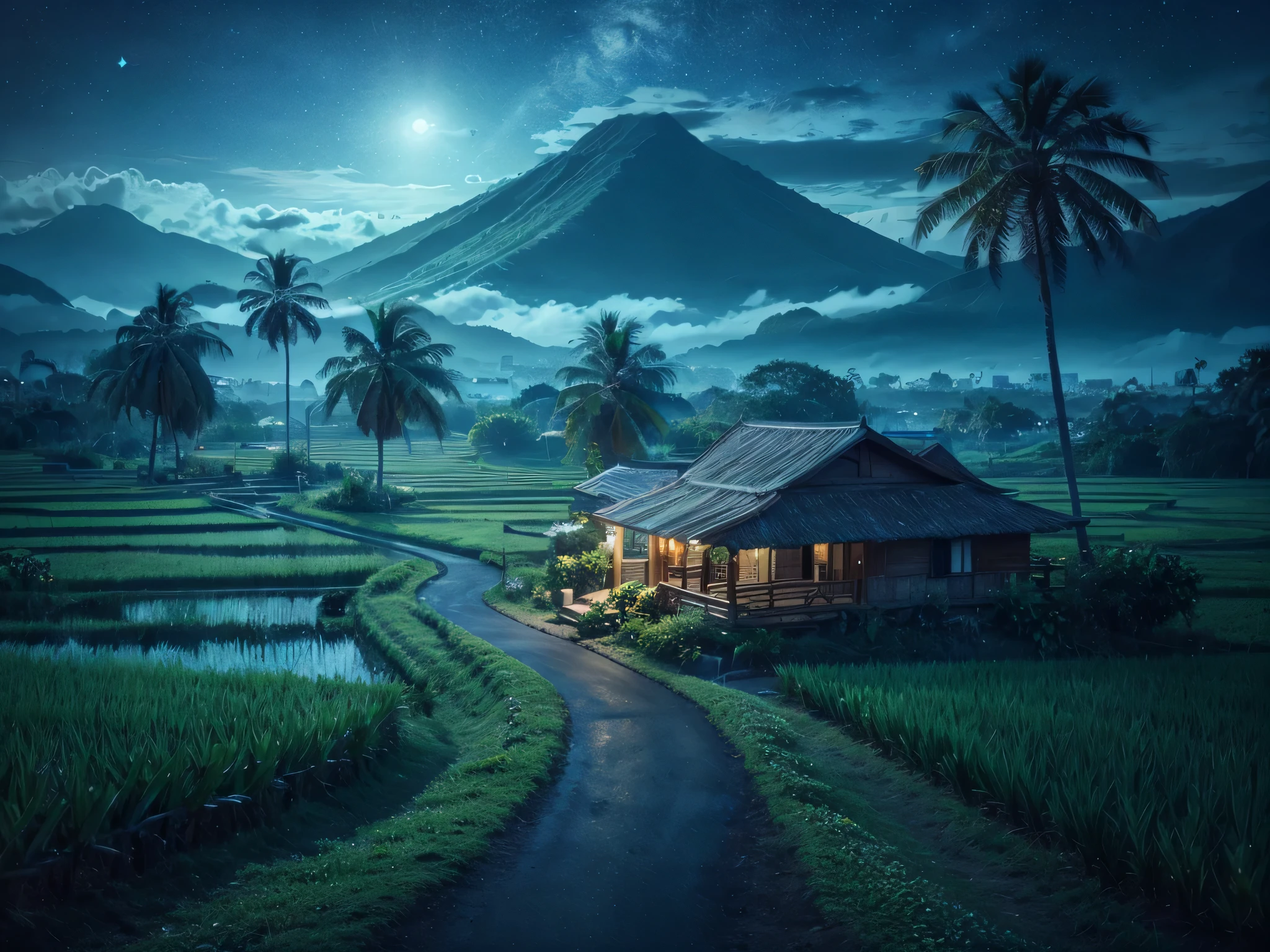 Filipino landscape, cinematic lighting, depth of field, bokeh, realism, photorealistic, hyperrealism, professional photography, uhd, dslr, hdr