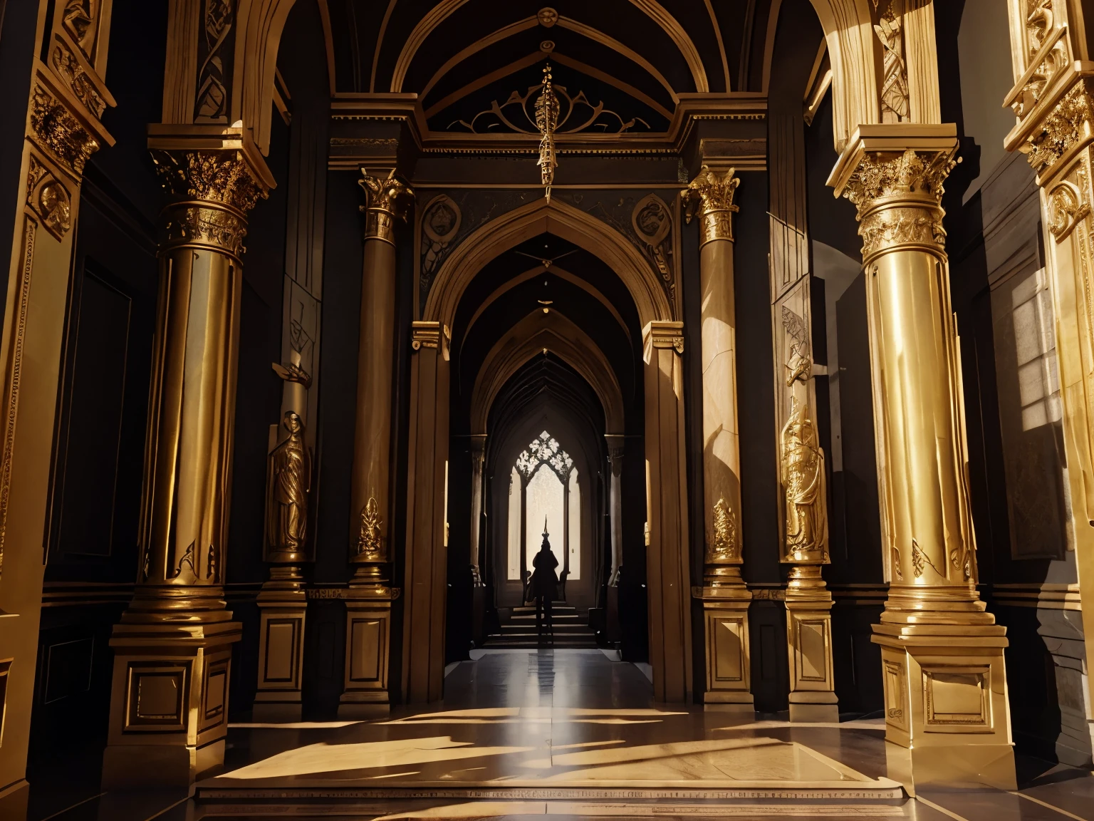A grand palace carved from living stone, its towering spires reaching towards the heavens and its walls adorned with intricate carvings depicting scenes from Fae mythology. Feyre and Rhysand ascend the grand staircase, their footsteps echoing through the halls as they explore the opulent interior of their celestial home