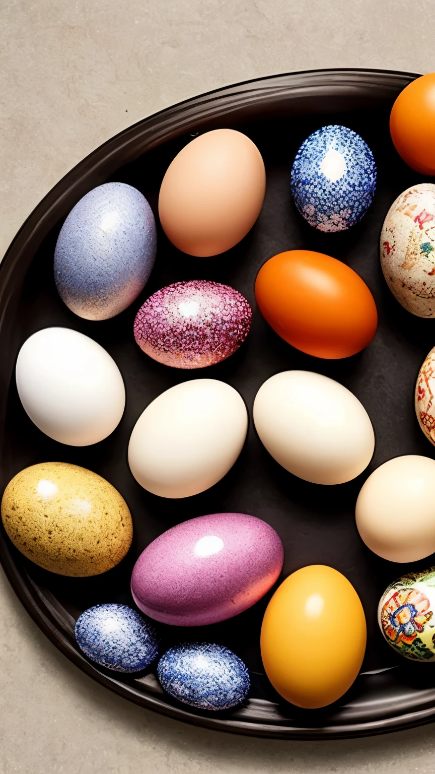 a close up of a plate of painted eggs on a table, a photo by Ann Thetis Blacker, flickr, folk art, with colourful intricate, traditional folk art style, beautifully painted, transylvanian folk art, eggs, beautiful design, intricate and decorated, orthodox, very intricate, beautiful craftsmanship, intricately designed, extremely intricate, very very intricate