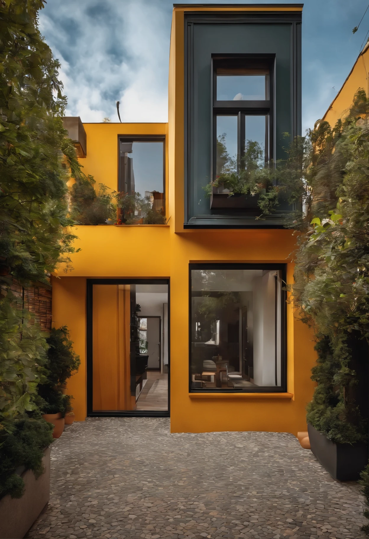 Hacer una referencia de una casa con un terreno de 6 metros x 15metros, where you want to divide 3 meters so that they are multi-family apartments and 3 meters so that the owner lives