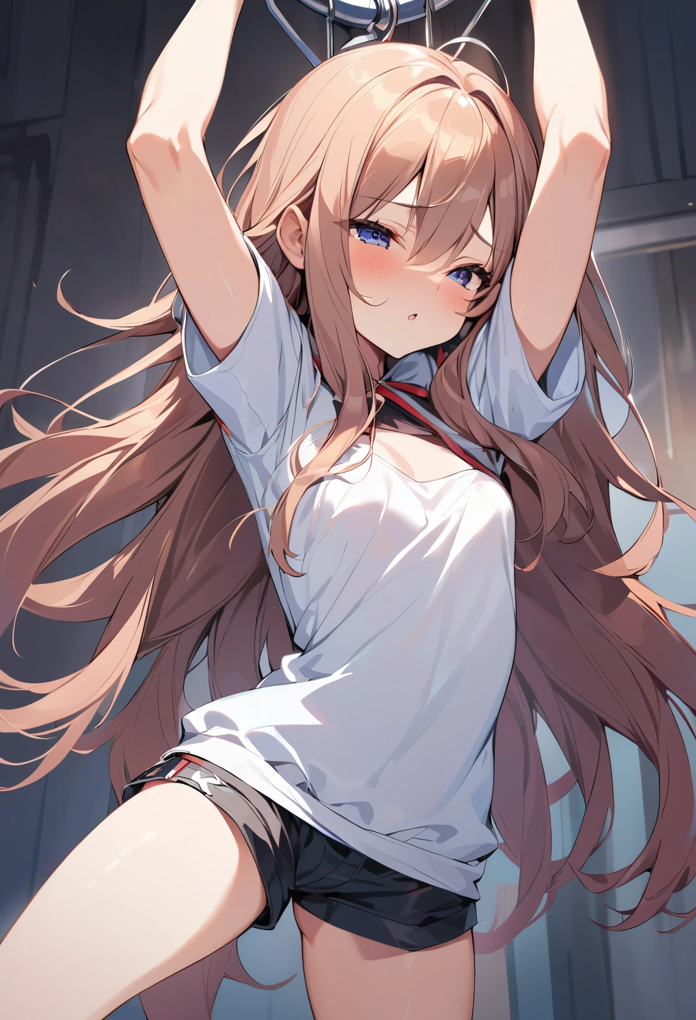 illya_a, silver hair, long hair, two side up, bangs, hair ornament, red eyes,((white gym uniform,dark blue buruma:1.5), (upper body:1.3),open mouth, embarrassed ,blush,(spread legs:1.3),(legs up),(white panty),(pussy juice stain,cameltoe:1.3),top-quality,Top image quality,perfect anatomy,masterpiece,ultra-detailliert,Beautiful,ultra-quality, best quality,high resolution, ultra-detailed,game cg,dutch angle ,beautiful detailed eyes,visualart,five fingers, perfect hands, perfect lighting,
