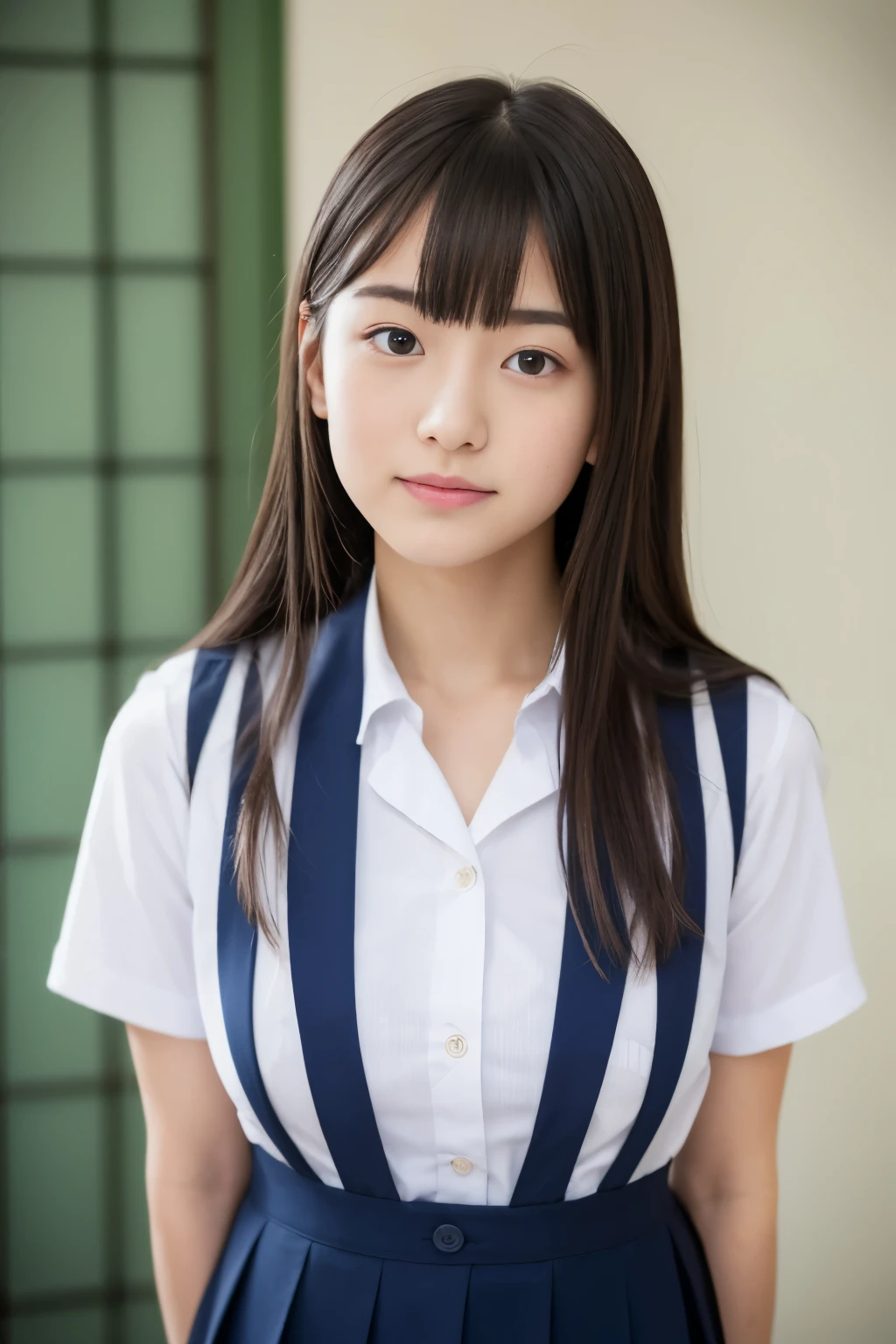 (highest quality,8K,Raw photo,realistic,High resolution:1.2),(cute japanese girl),(huge breasts:1.20),(Because I&#39;m slender、naughty body),(Japanese high school uniform),(school classroom),(18-year-old、difficult、Lofty dream、Prisoner of a male classmate、existence of idols),(Beautiful realistic Asians:1.5、kindness)、Professional、complete naked,Full body Esbian,raise both arms,hide your hands behind your head,NSFW