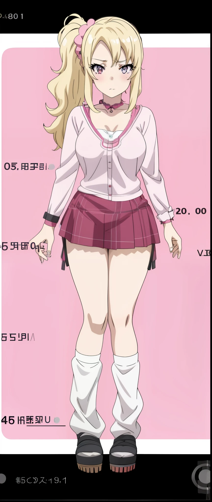 Anime girl wearing pink shirt and skirt and pink background, Anime vtuber full body model, Edge anime style, anime grandma, bbw sauce, gapmoe sick, sick. High, anime full body illustration, Single character full body, as an anime character, Edge, Edge style, anime barbie wearing white