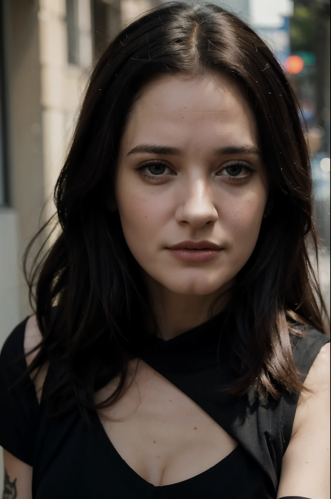 (‎Eva Green) award winning photo titled “19 year old woman“ by Steve McCurry, 35mm, F/2.8, straight on, close up, insanely detailed and intricate, character, hypermaximalist, elegant, beautiful, cute, goth, (wearing black top and black jeans), revealing, appealing, attractive, amative, hyper realistic, super detailed, trending on flickr