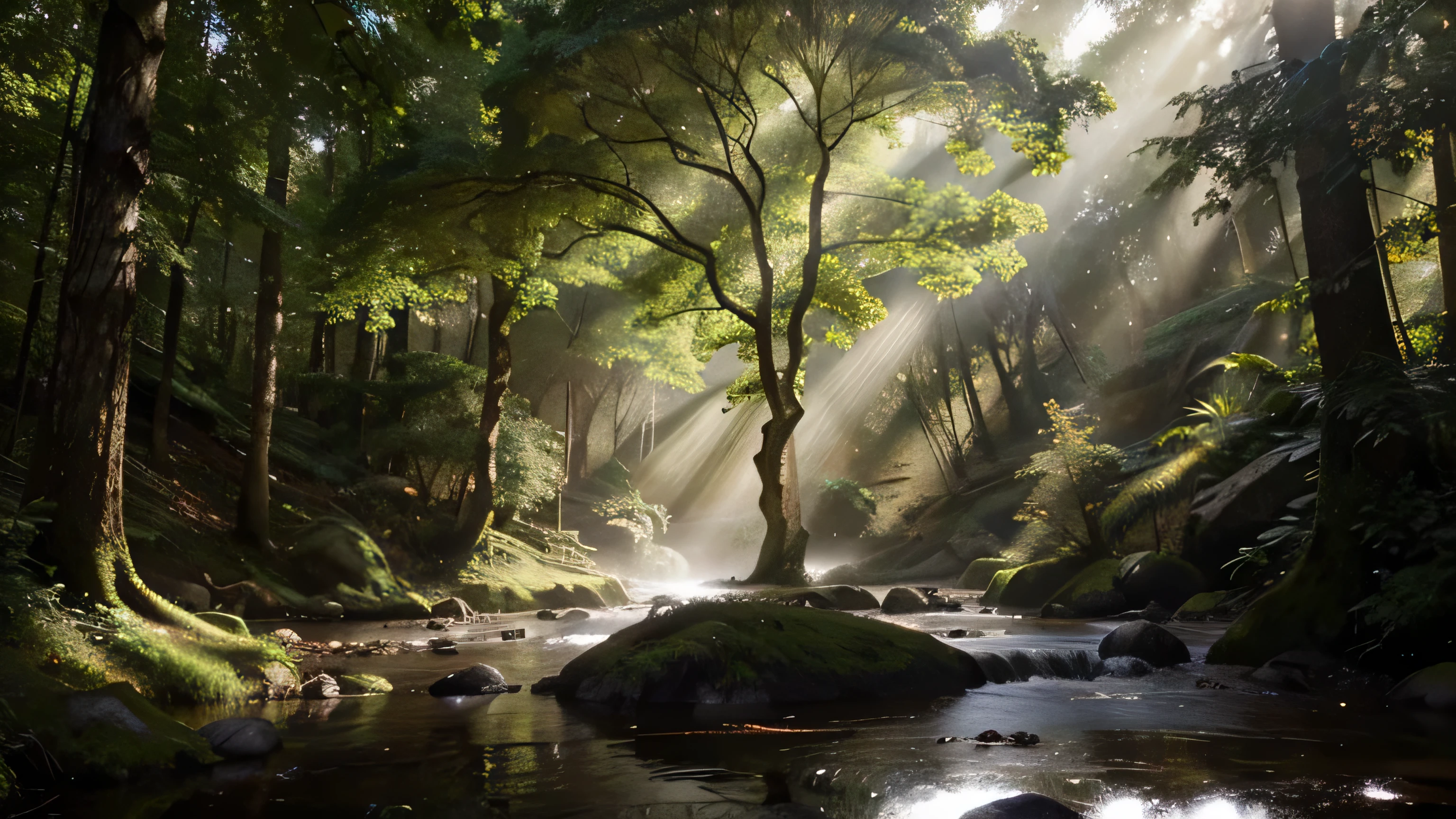 Image in a magical setting in the depths of an ancient forest. In the center of the composition, there is a majestic and centenary tree, rodeado por los cuatro elementos primordiales: fuego, aire, agua y tierra.
En el lado izquierdo de la imagen, llamaradas de fuego que danzan con un resplandor ardiente, creating a warm and vibrant aura. Los tonos rojizos y anaranjados se entrelazan con destellos dorados, proyectando sombras danzantes sobre el suelo del bosque.
Aire: En el lado derecho, A soft breeze moves the leaves of the trees and delicately ruffles the hair of an ethereal figure that seems to be suspended in the air.. Las nubes se forman en espirales, carrying with it the promise of change and renewal.
Agua: At the bottom of the composition, a stream meanders between the roots of the central tree, reflejando la luz del sol en un juego de destellos y sombras. Dewdrops dance in the air, creando un ambiente de frescura y pureza.
Tierra: The base of the image is dominated by the earth, representada en una paleta de colores terrosos y verdes exuberantes. Intertwined roots spread in all directions, anclando firmemente la escena en la naturaleza misma.
the lighting, meticulosamente trabajada, resalta cada detalle de la escena, from the rough textures of the tree bark to the delicate water droplets suspended in the air. Volumetric shadows add depth and realism, as rays of light filter through the forest canopy, creating a magical and mysterious effect.
This high resolution digital painting captures the beauty and harmony of natural elements, transporting the viewer to a world of wonder and contemplation.