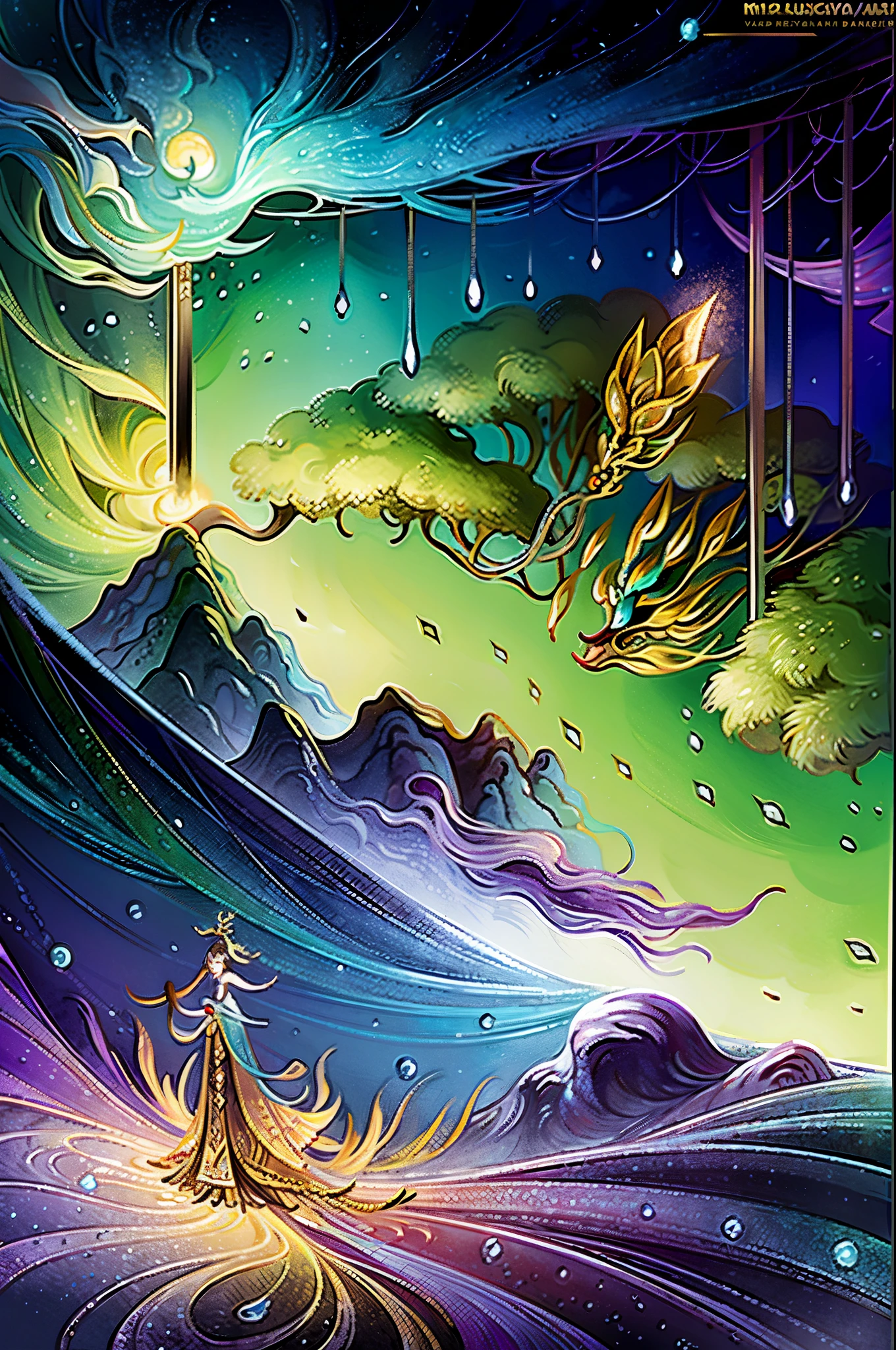 The image unveils a half-open door leading to a magical realm, where lush trees and fantasy creatures gracefully emerge. At the threshold's center, a figure with curious and awe-struck eyes on the verge of crossing. The title "A Fantasia Que Criou Vida" (The Fantasy That Gave Life) is elegantly inscribed in radiant golden letters, contrasting beautifully against the vibrant backdrop. The rich details of the magical world are brought to life in a stunningly realistic, isometric illustration, immersing the viewer in an 8K high definition, medium dark lit environment with high detail and intricate eye and facial expressions.