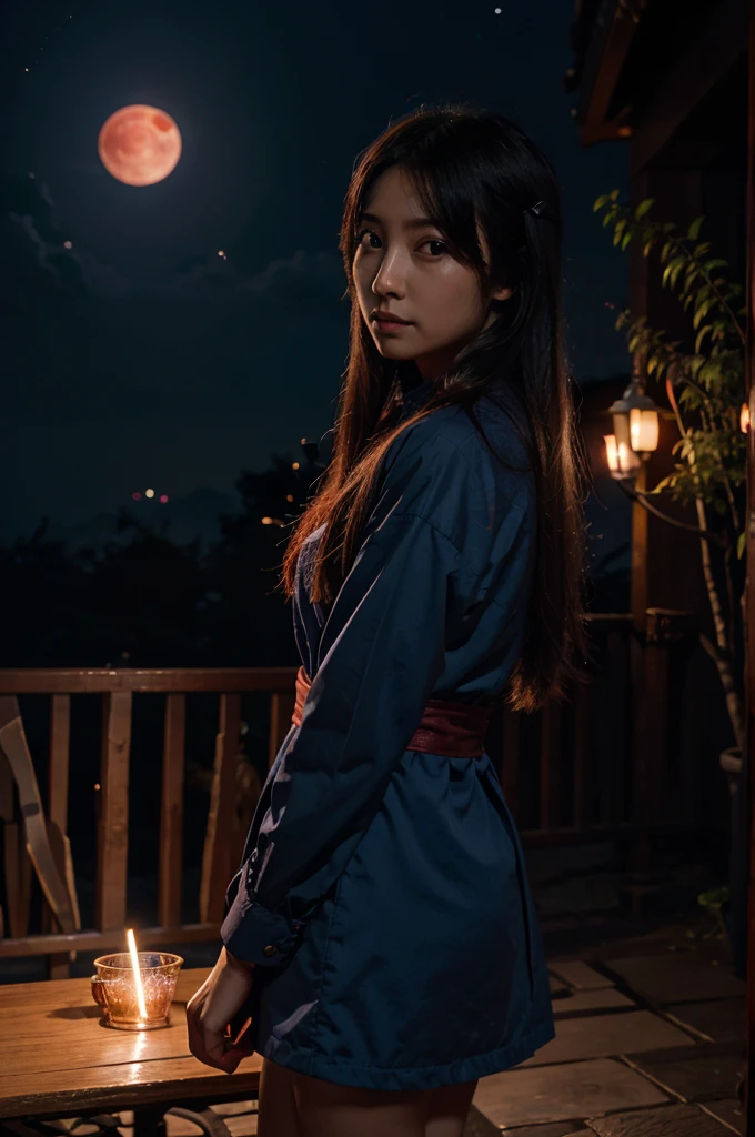 highest quality、Red Moon、full moon、Isekai Space