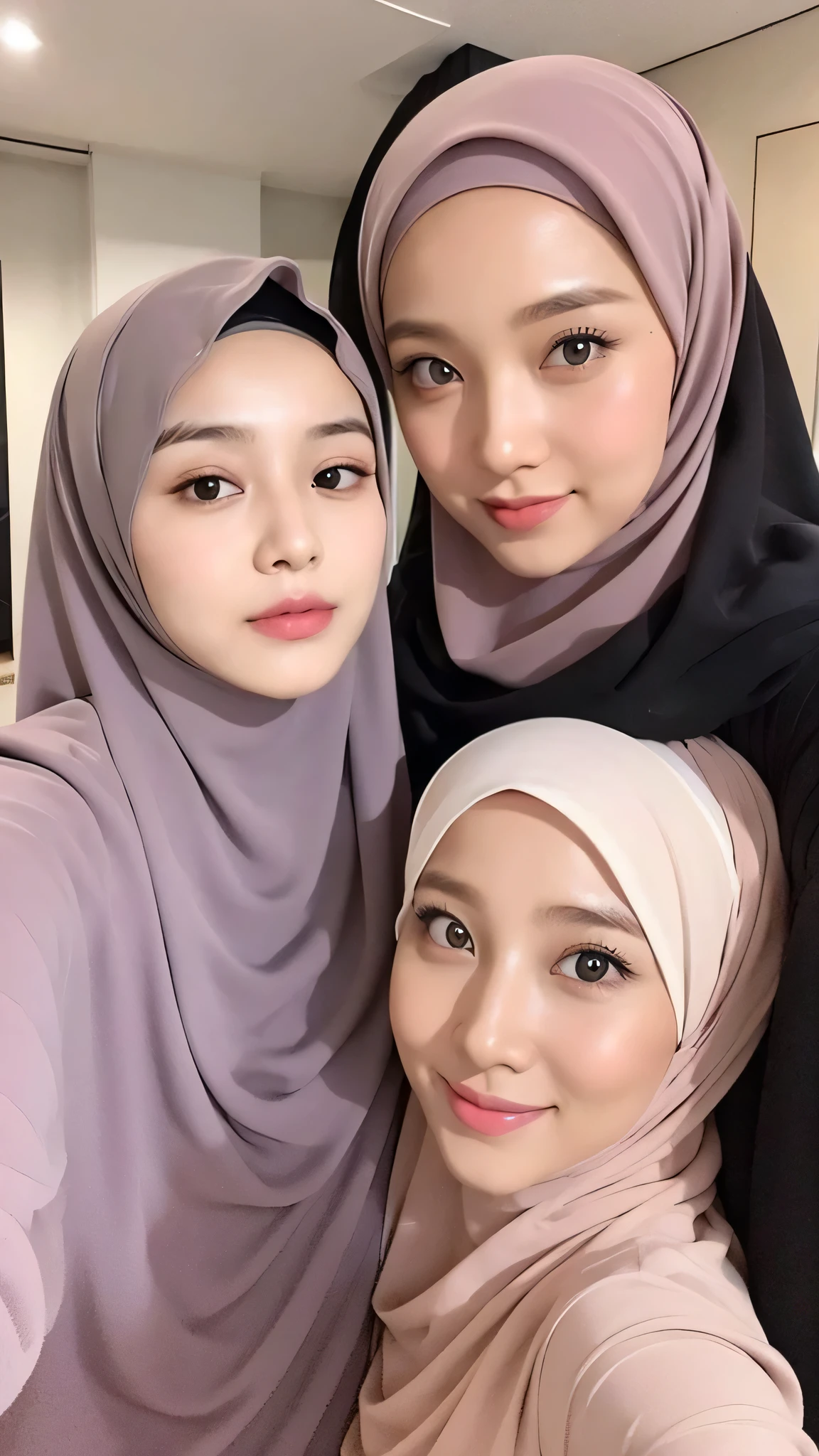 Beautuful Women、hijab, indonesian, a room、selfee、White Room、The face is cute、Vanrak Ayyans appears. beautiful、a couple girls