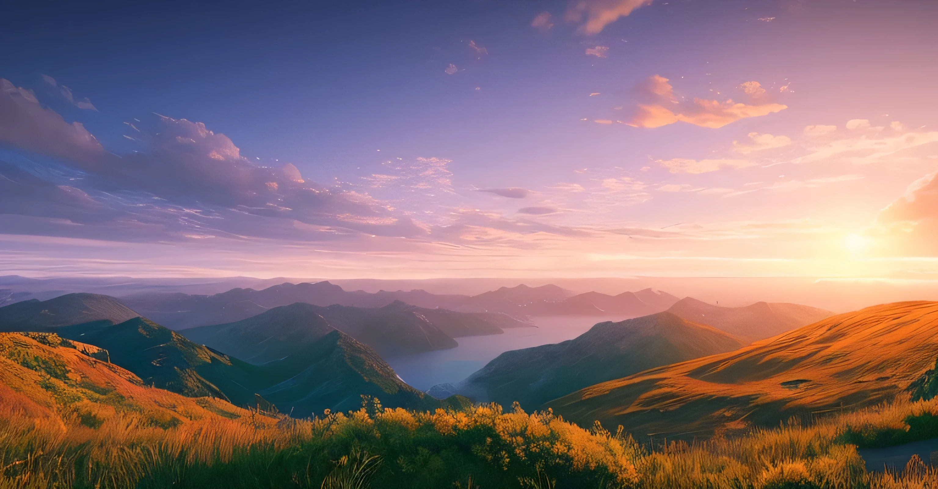 a peaceful place, very happy, aesthetic, calm, breath-taking scenery. photoactual, 8K Ultra HD, Studio quality, ultra actual, Maximum details, large scale, post processing, actual, photorealism, Photoshop, photography, detailed, movie lighting, landscape, panoramic, landscape, Ray tracing, Cinema 4d