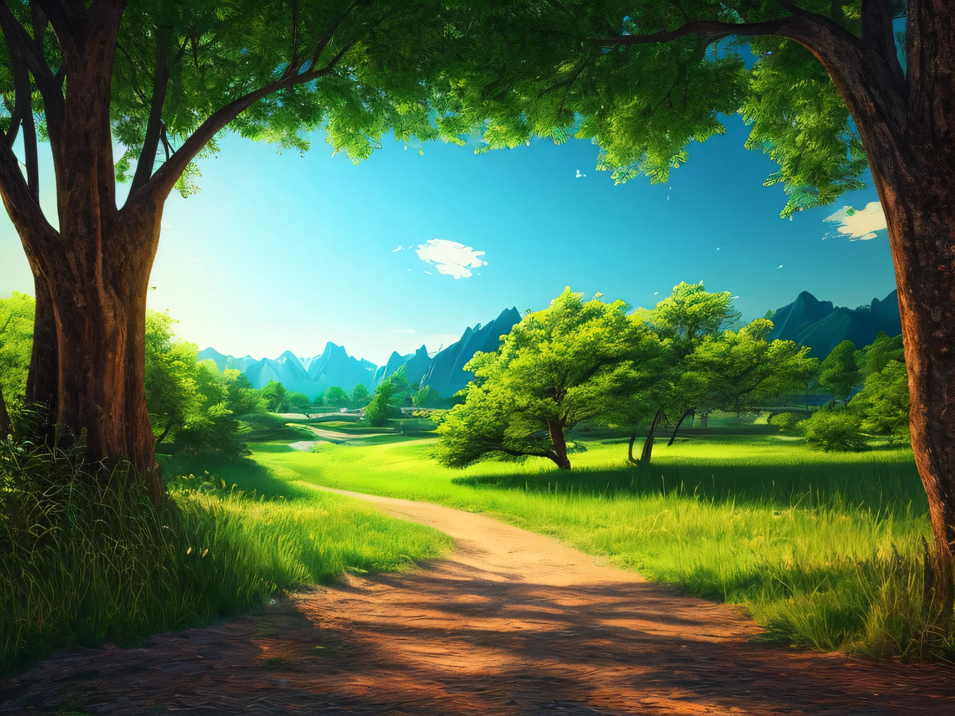 a peaceful place, very happy, aesthetic, calm, breath-taking scenery. photoactual, 8K Ultra HD, Studio quality, ultra actual, Maximum details, large scale, post processing, actual, photorealism, Photoshop, photography, detailed, movie lighting, landscape, panoramic, landscape, Ray tracing, Cinema 4d