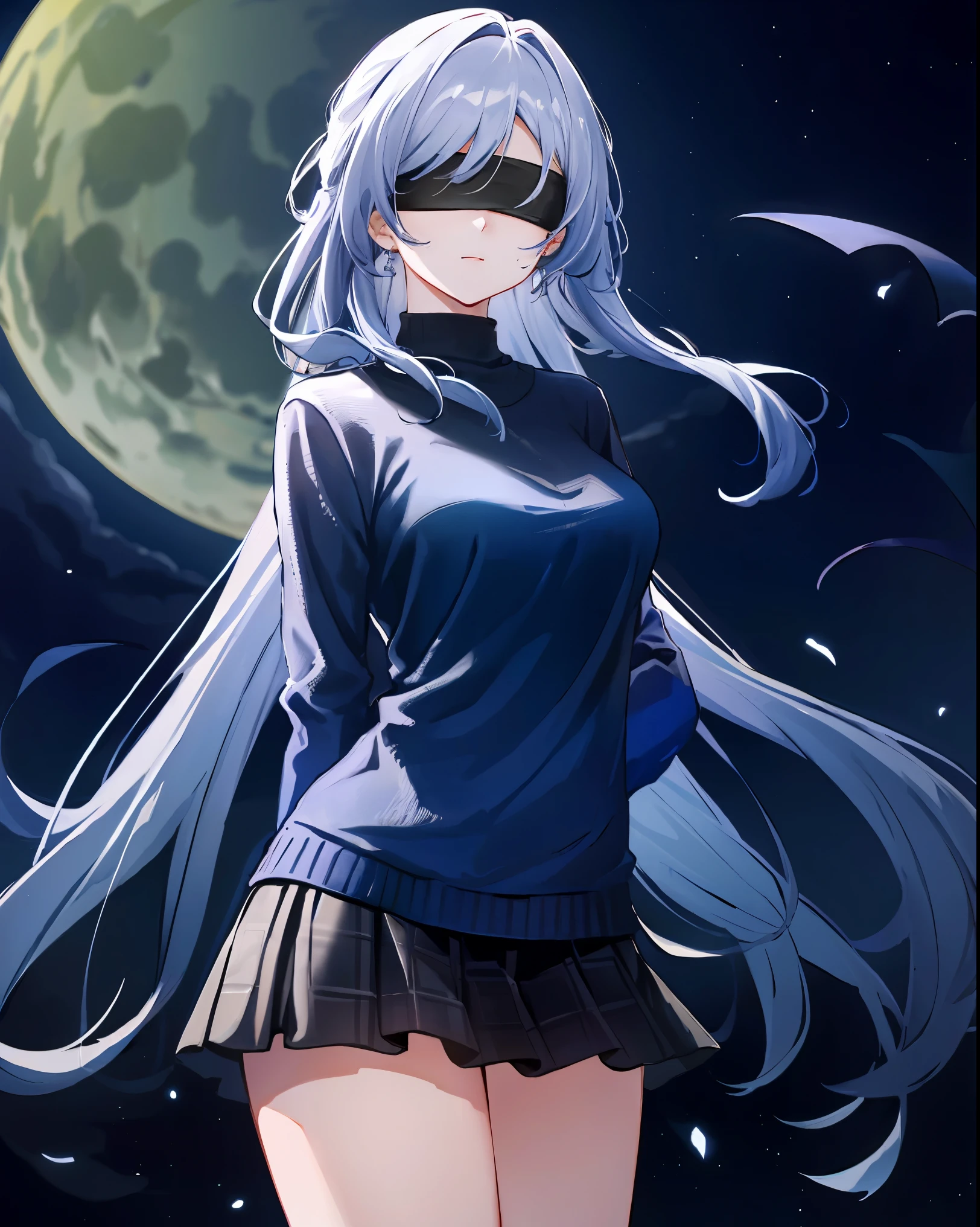 score_8_up, score_7_up, source_anime, 1girl, jingliu \(honkai: star rail\), long white hair with light blue tips,
BREAK (white long-sleeved sweater and a blue plaid skirt:1.2)
BREAK （super detailed），（beautiful eyes beautiful details eyes，Clean and delicate face），whole body，Standing posture,arms behind back,
BREAK night, crystal, floating hair, full moon, cloud, backlighting, depth of field, blindfold,
BREAK (masterpiece:1.2), best quality, high resolution, unity 8k wallpaper,NSFW ,(illustration:0.8), extremely detailed face, perfect lighting, extremely detailed CG, (perfect hands, perfect anatomy),