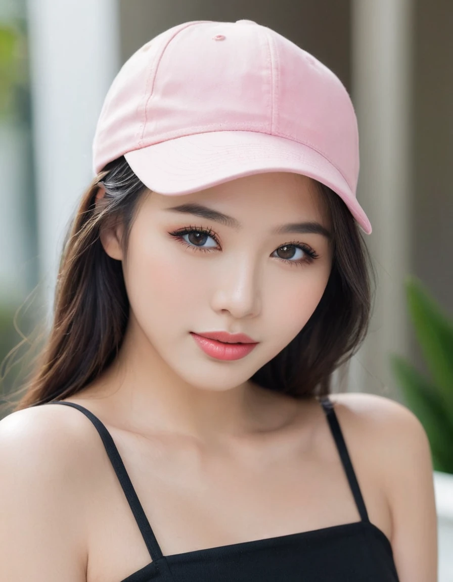 {"shot":"close-up","gender":"female, woman","ethnicity":"asian malay girl","hair":{"type":"long","texture":"straight","color":"shine black"},"face":{"shape":"rounded","description":"beautiful face","eyes":{"color":"black eyes","description":"beautiful eyes","makeup":"eyeliner"},"nose":"big nose","mouth":{"description":"beautiful lips","state":"close mouth with smile","color":"pink lips"}},"settings": "wear flowerly __color__ hat walking in mall"}