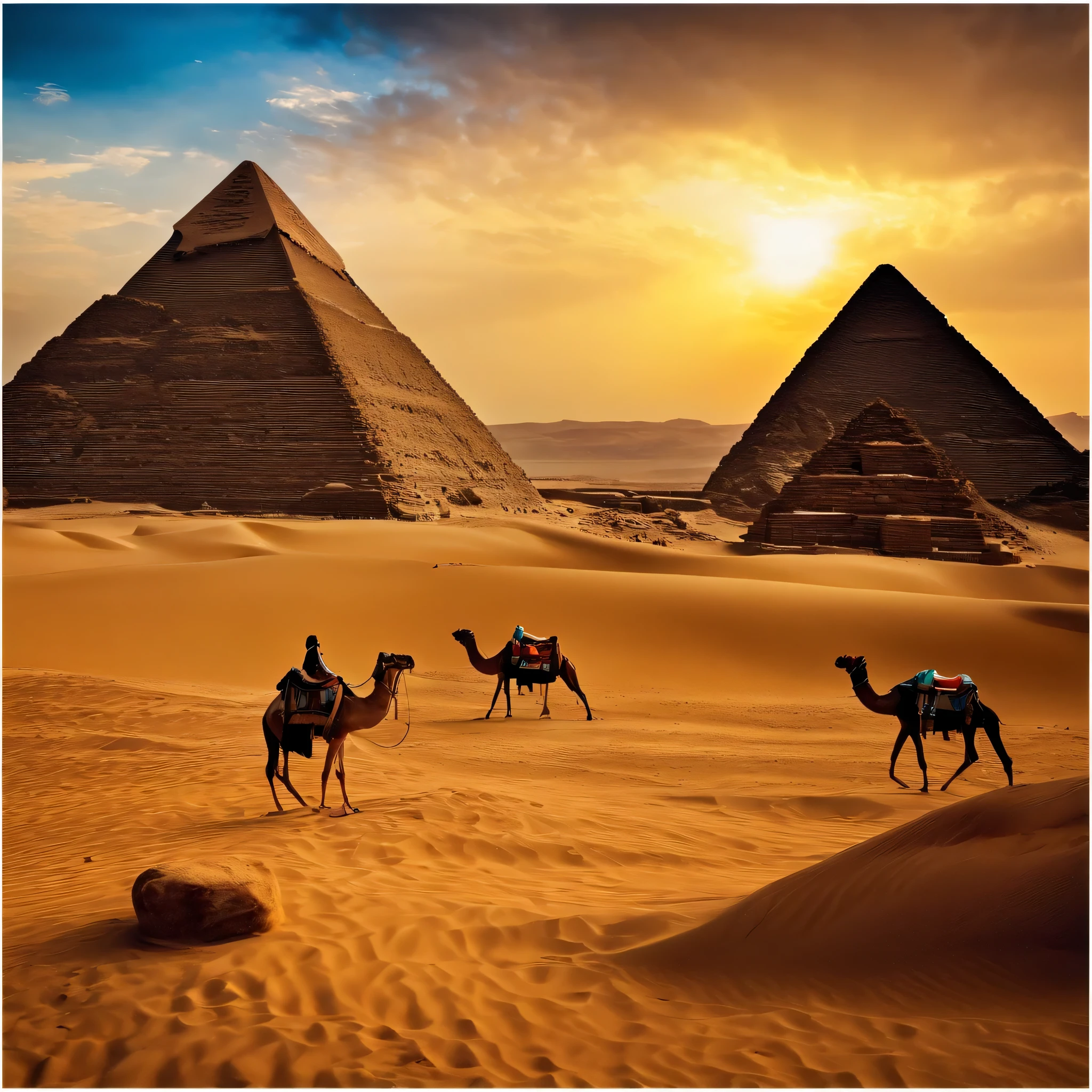 Piramides de egipto cuando recien las terminaron de construir.realista