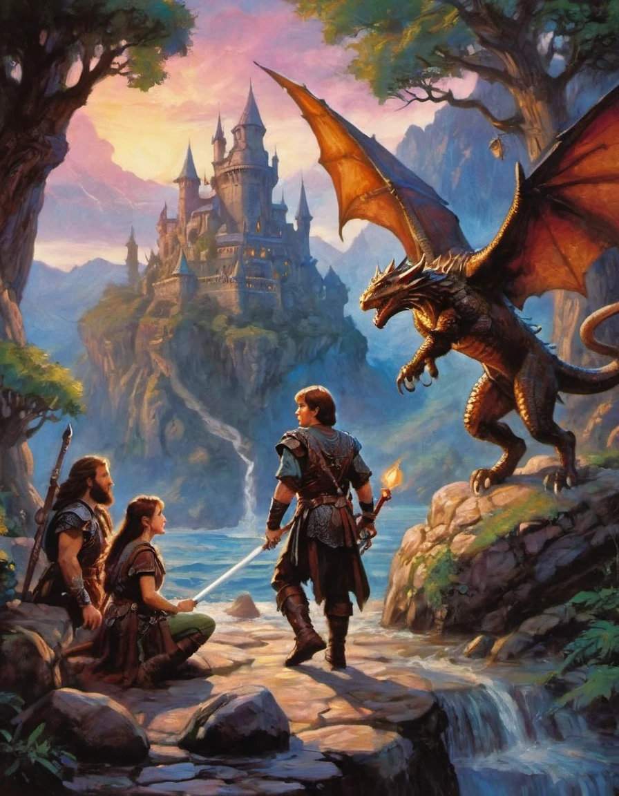 "Dungeons And Dragons" is an amazingly beautiful and very detailed movie poster ((Drew Struzan style)) , ((masterprise, best quality)), HDMI, --AR 6:1152 PXL