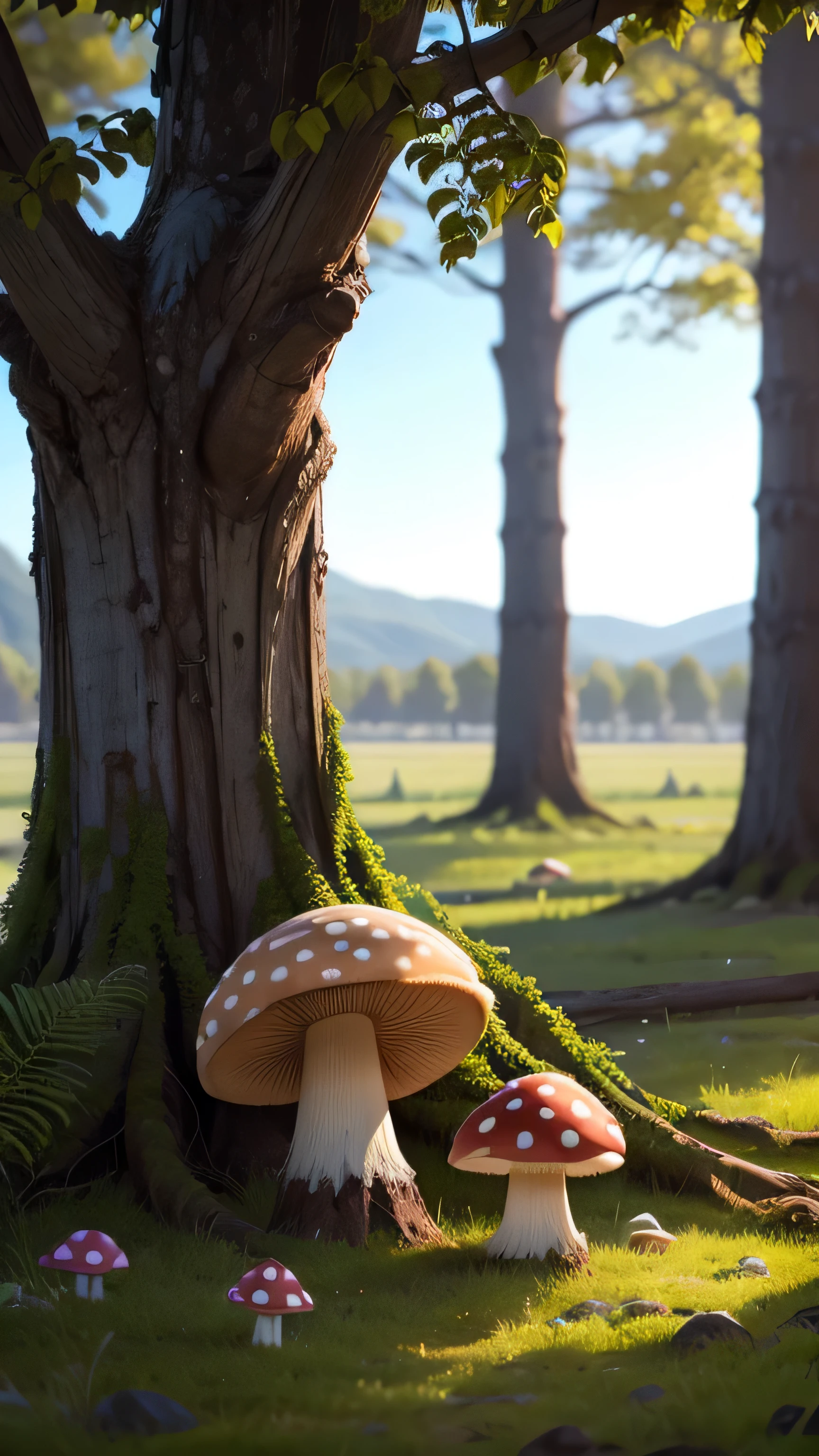 tree and mushroom, 8k, high quality 