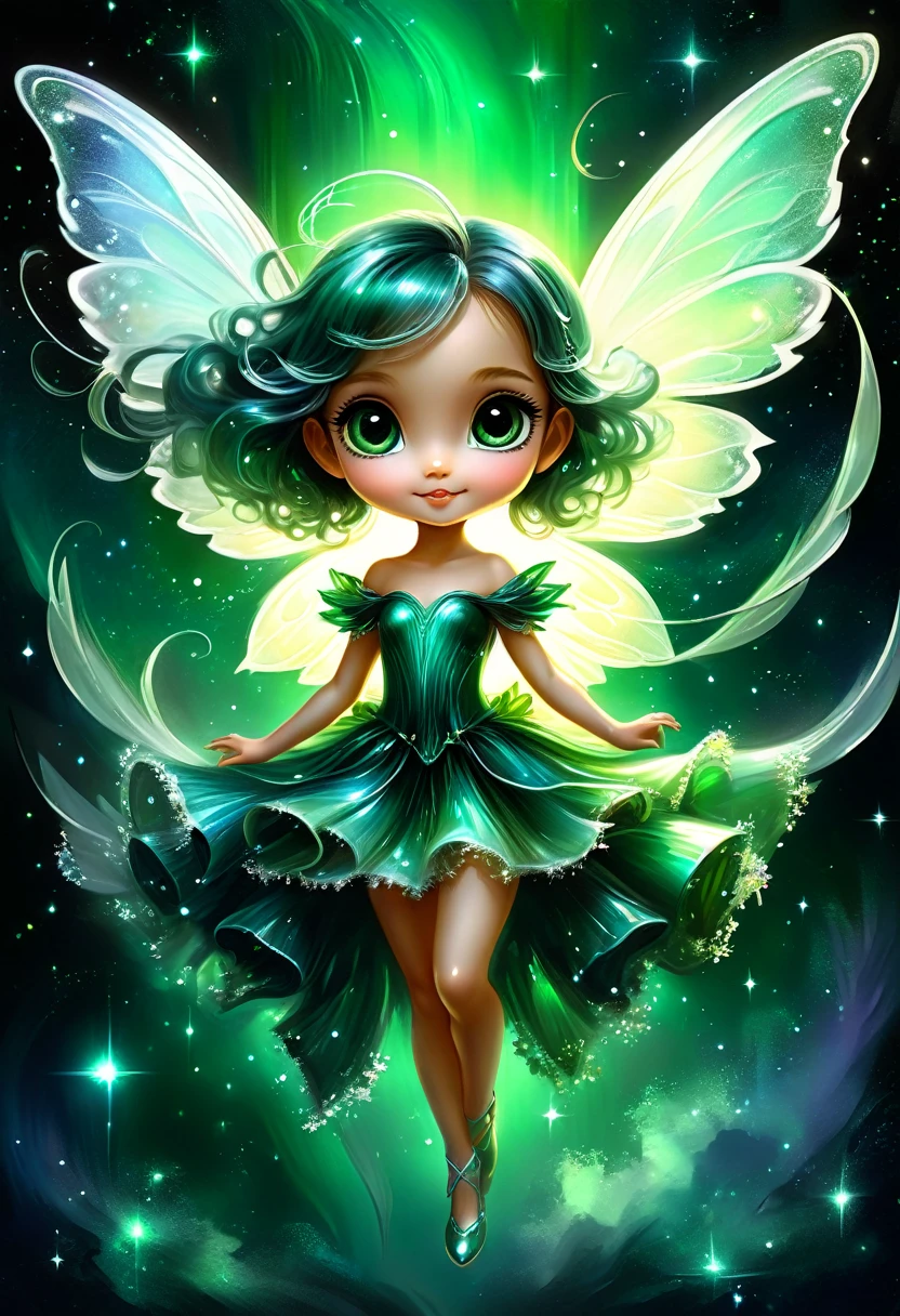 brutal dark monochrome color scheme, dark or moody setting, sense of depth and intrigue, digital brush strokes, computer graphics graphic illustration,
cute wind elemental alien fairy, big eyes, green-gradient, multicolor shimmery sparkly, glowing gossamer wings, fantasy-skirt, flying through the air, cheerful, expressive, lively, dark space background, 16k resolution, best quality, pixiv, hdr, brian froud style,
Style Giovanni Boldini, Bastien Lecouf-Degarme, Carn Griffiths, E. Abramzon, Raphael, Caravaggio, Coby Whitmore, Titian, Leonardo da Vinci,, AI Midjourney, bright rich colors, watercolor, oil paints, HDR, 500px, 4k,