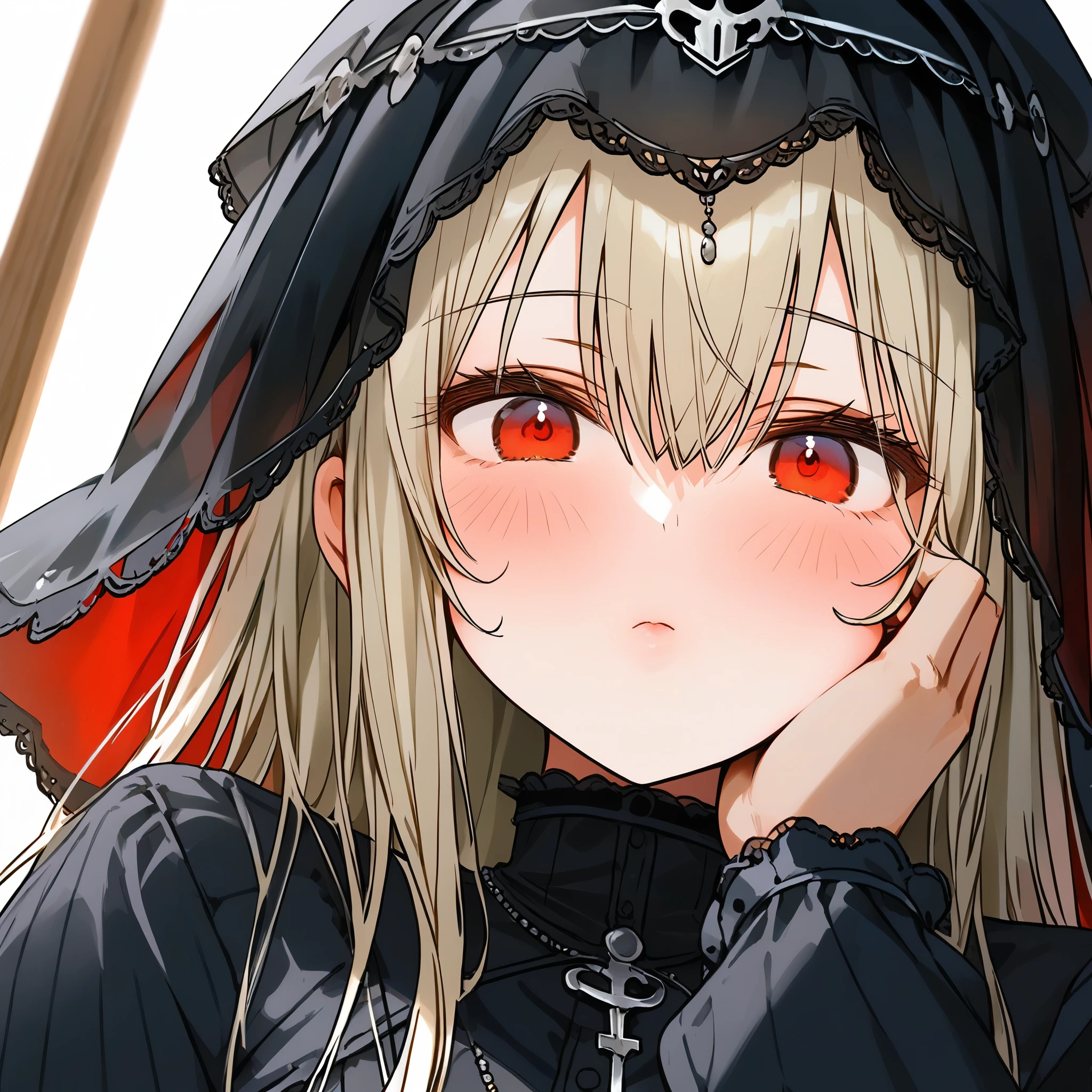 (cowboy shooting:1.8), In the shadows, completely matte, Girl in arms with legs spread, linked piercing, cowboy shooting, gothic style, Charming expression, Leaning your back against the wall, Knees squeezed to the chest, Red cheeks, Close your eyes shyly, veil mouth veil, from below