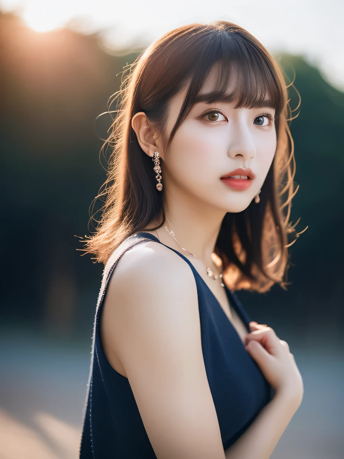 ((highest quality, 8K, masterpiece :1.3)), (realistic, Photoreal:1.4), sharp focus：1.2, 
Bright colors, professional level, shallow depth of field, 
20-year-old, 1 person, A beautiful face with intelligence, 
Supple body :1.3, model body shape:1.5, 頭w:1.4, perfect style：1.4, 
narrow shoulders, beautiful clavicle, long and thin legs, The beauty of slim abs :1.2, thin waist :1.2, 
super detailed skin, Fair skin, Shiny skin, 
super detailed face, slim facial contour, beautiful small face, Beautiful lined nose, 
super detailed eyes, long slit eyes, brown eyes, double eyelid, beautiful thin eyebrows, fine long eyelashes, 
super detailed lips, plump lips, glossy pink lips, flushed cheeks, beautiful teeth, 
Beautiful actress&#39;s ennui makeup, pink lipstick, (necklace, earrings), 
milk greige hair, delicate soft hair, 
(hair up, perm hair, ponytail:1.2), layer cut, (dull bangs:1.2), 
(Dress up with trendy fashion:1.2), 
gentle smile, open mouth half way, Enchanted expression, stare at the camera, 
dynamic lighting, ((Hasselblad Photos)), 

((Completely naked, Put your hand in the crotch:1.2)), 
(She is wearing a navy blue tight collared blouse, Comes with diamond decoration:1.2), 
(she is wearing a pink tulle skirt:1.2), 
(perfect breast shape, B cup:1.2), It is a small pale pink areola.,  
She has a cute plump butt, My thighs are dazzling, 
(View from below, pay attention to the thighs, full body portrait:1.5), 

blue sky and aegean sea, sea beach, The horizon of the ocean spreading out in the background, 
walking with beautiful posture, Diagonal angle of view, 
Posing with palms like a , spreading my legs, 
cinematic lighting, midsummer rays, Bright light shining all over, 