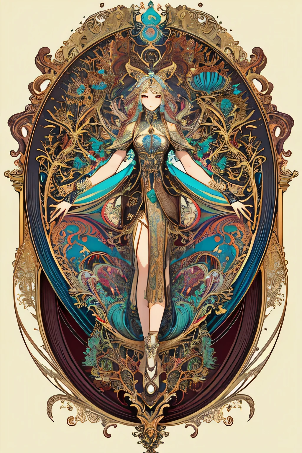 (masterpiece, top quality, best quality, official art, Beautiful and beautiful:1.2), (1 girl), extremely detailed,(fractal art:1.3),rich and colorful,most detailed,Antique,whole body,Concept map,4k,whole body布料材质