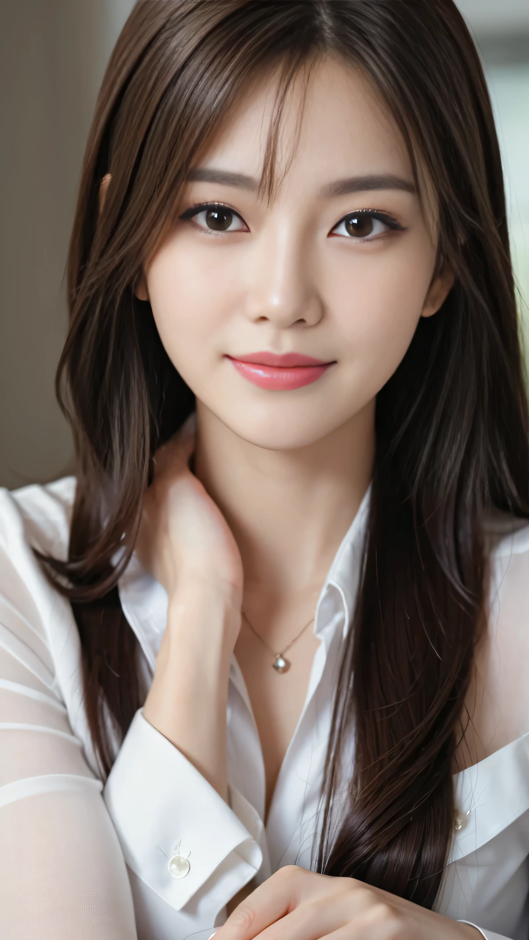 table top、highest quality、real、Super detailed、finely、High resolution、8k wallpaper、one beautiful woman、、light brown messy hair、wearing a business suit、sharp focus、perfect dynamic composition、beautiful detailed eyes、thin hair、Detailed realistic skin texture、smile、close up portrait、model body shape