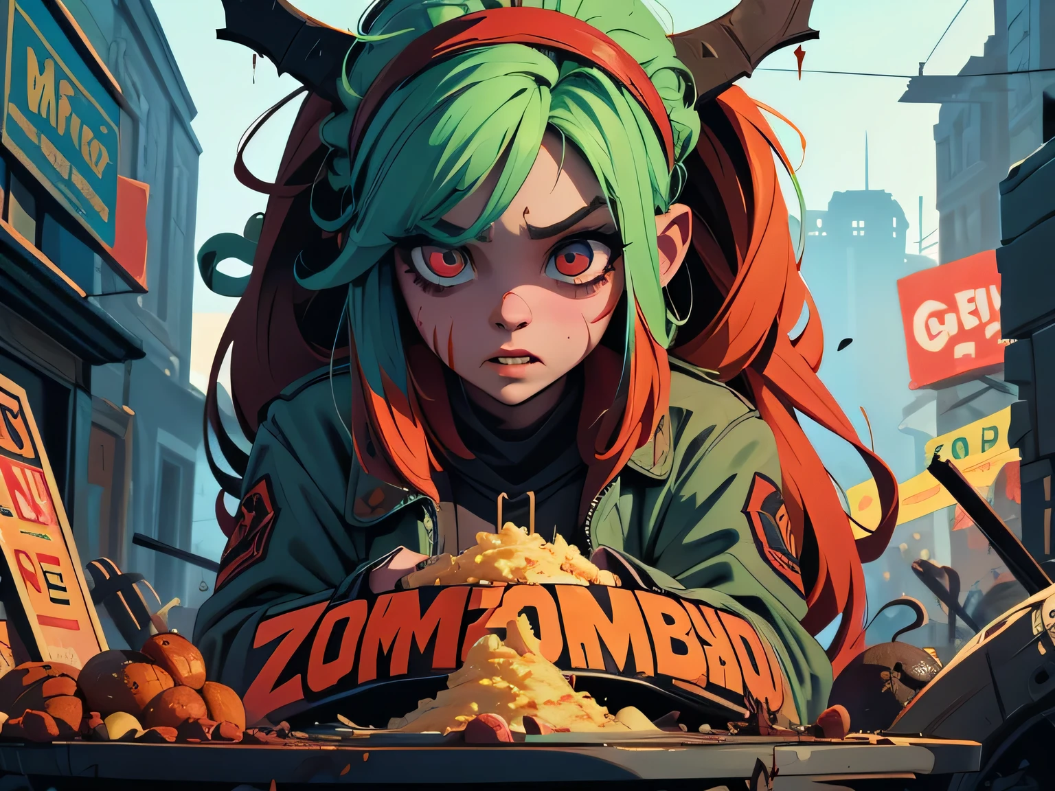 Poster Design,gluttonous girl,zombie,End of the World